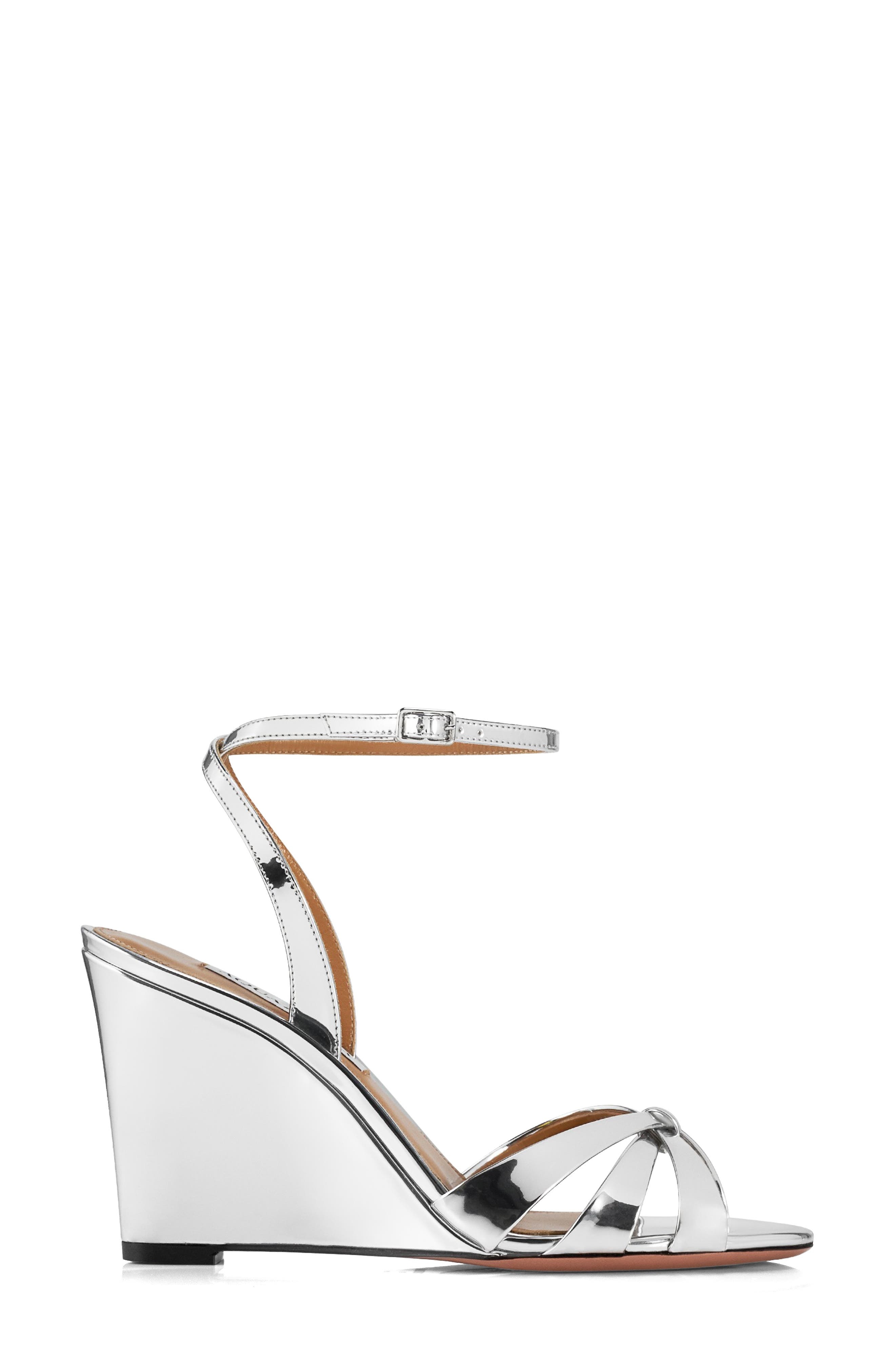 Aquazzura Tati Metallic Wedge Sandal in Silver at Nordstrom - 4