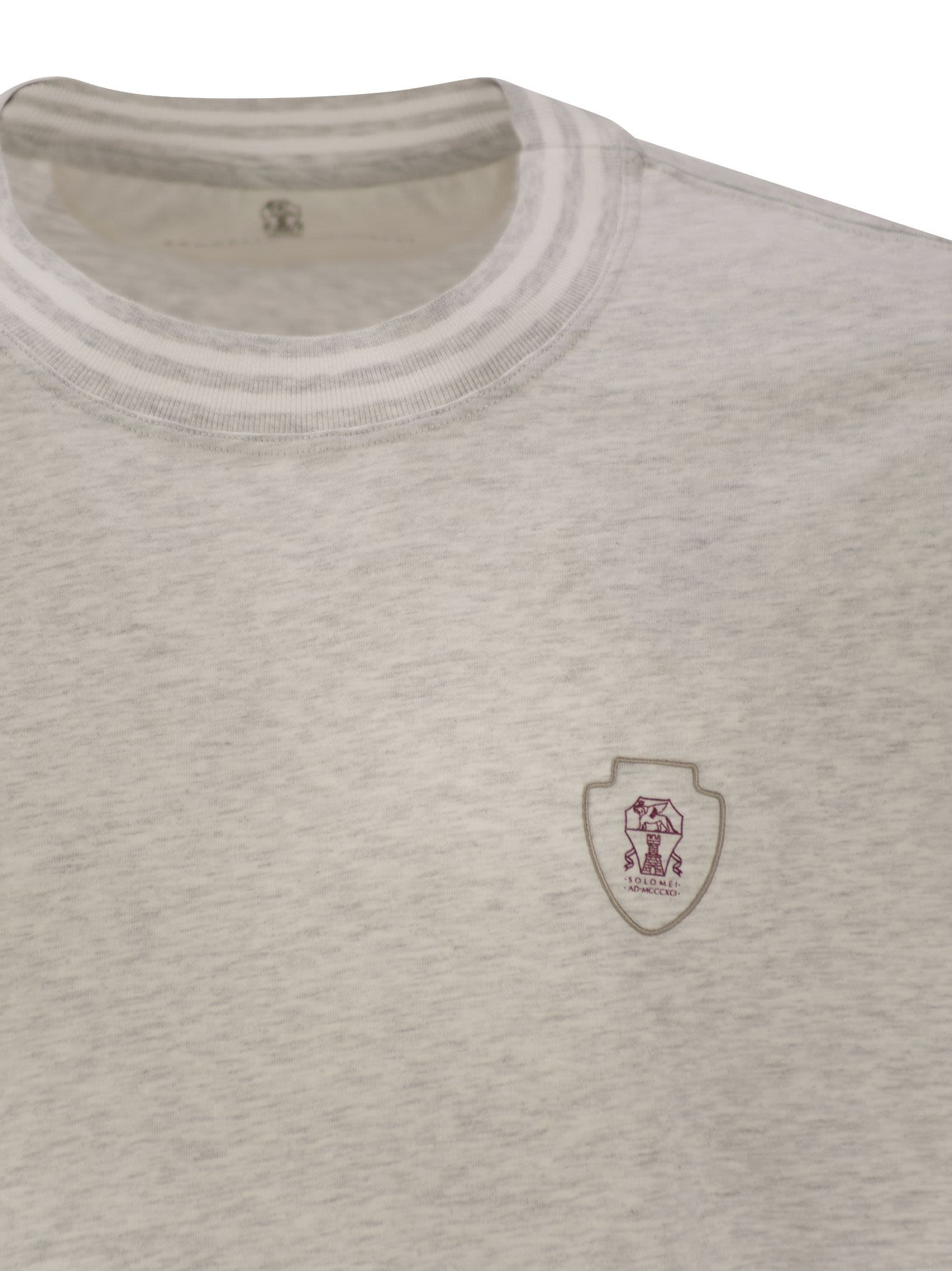 Brunello Cucinelli Men Cotton T-Shirt With Printed Logo - 4