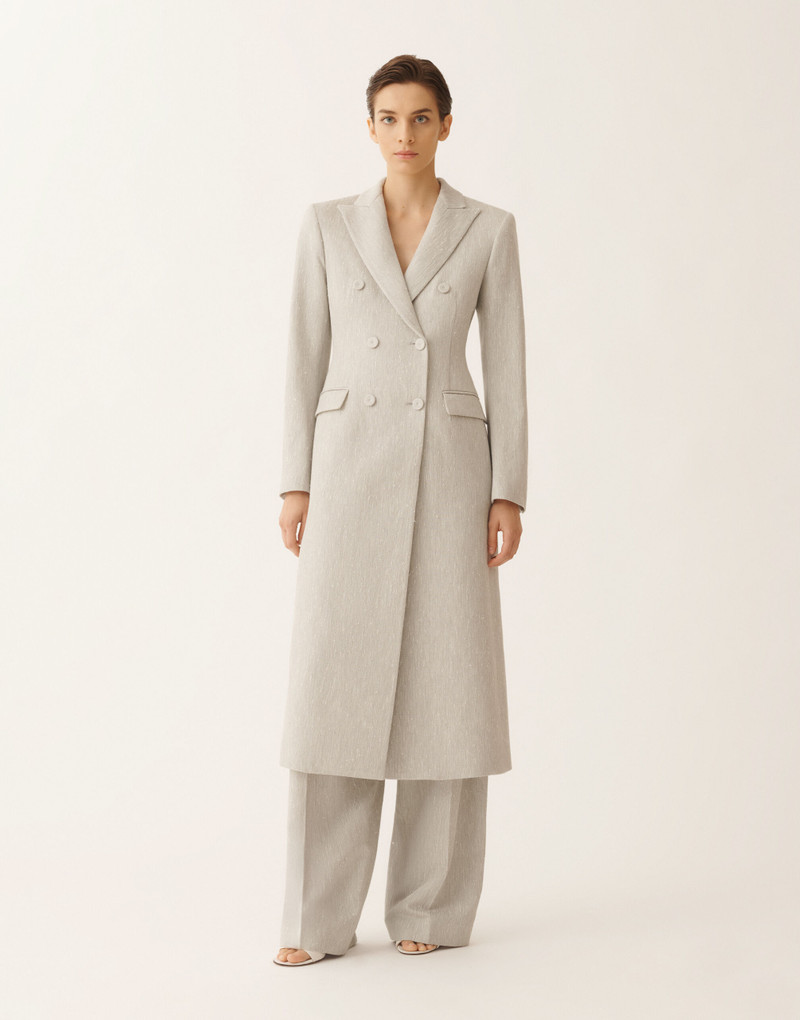 Tailored redingote in ice fil coupé drop pattern 3