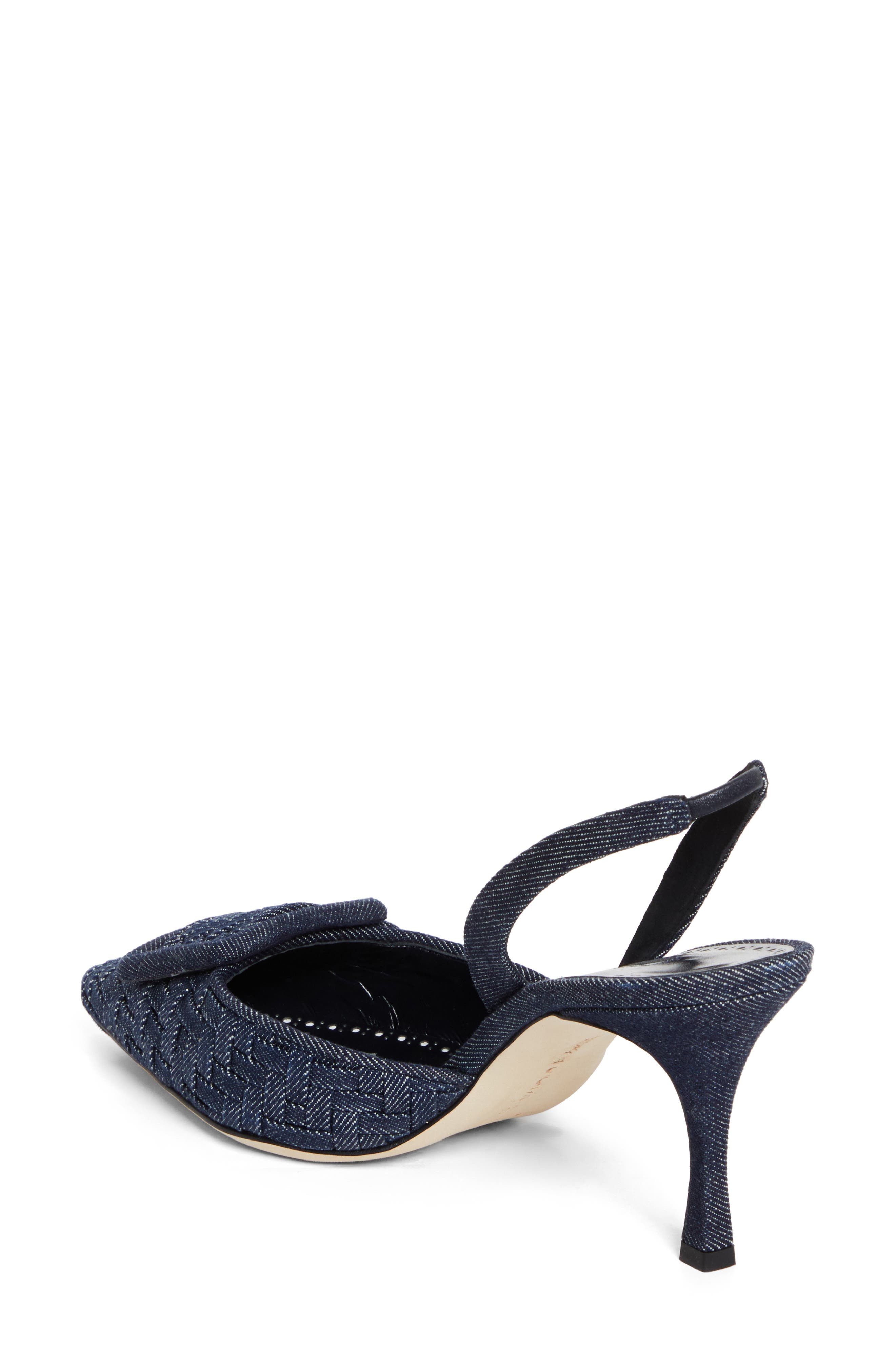 Manolo Blahnik Maysli Pointed Toe Slingback Pump in Dark Blue Chambray at Nordstrom - 2