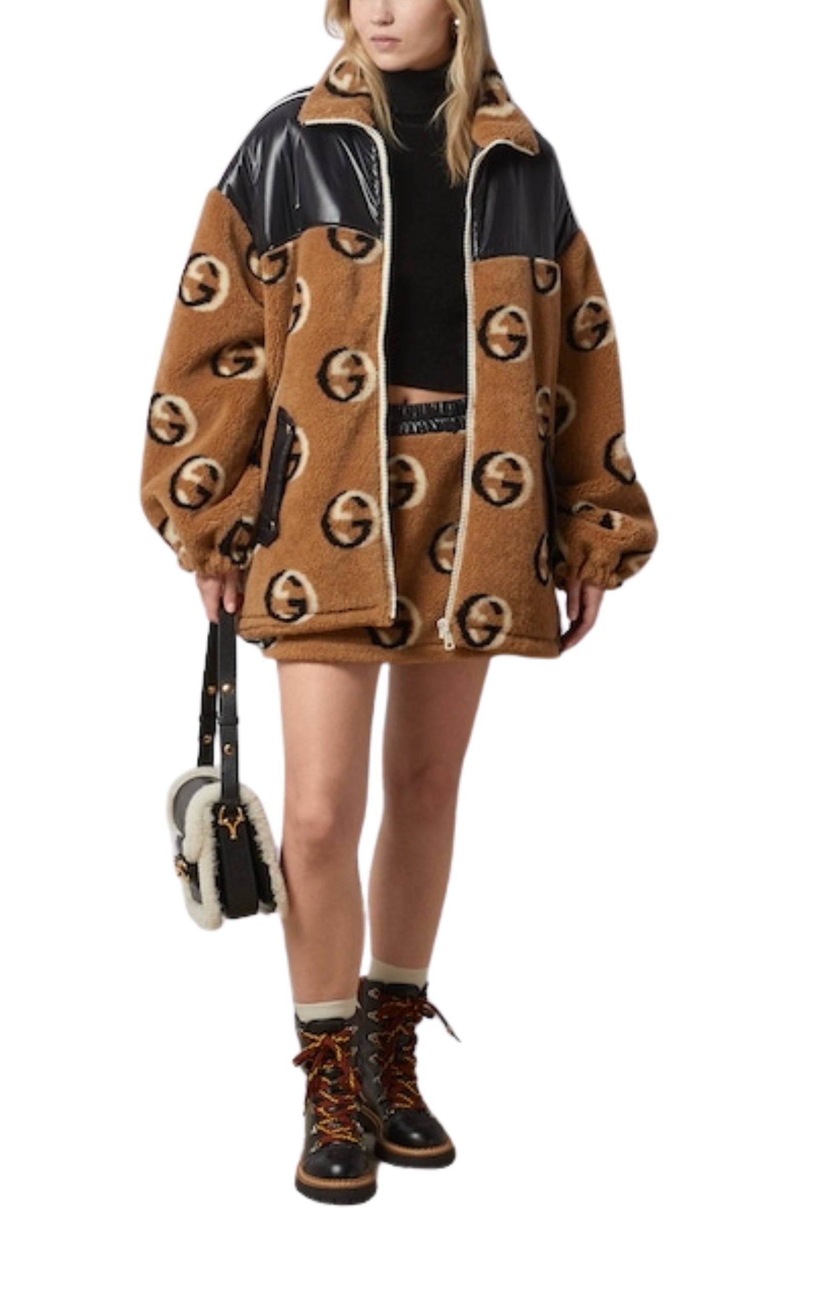 GG Wool Fleece Jacquard Zip Jacket - 2