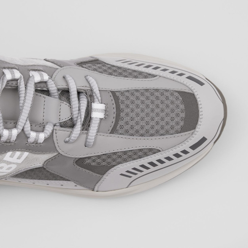 Burberry Logo Print Leather, Suede and Mesh Sneakers outlook