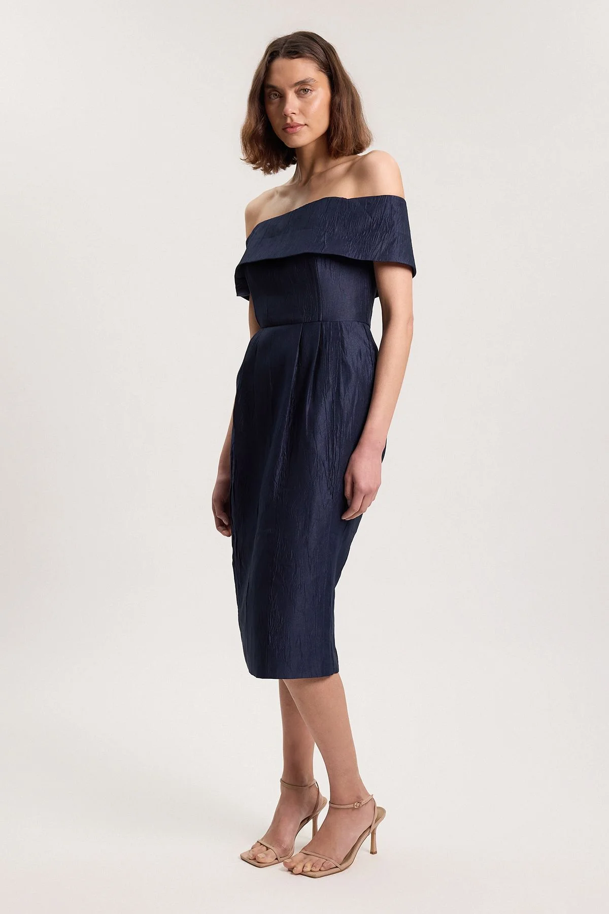 Textured Tailored Twill Bandeau Midi Dress - 1