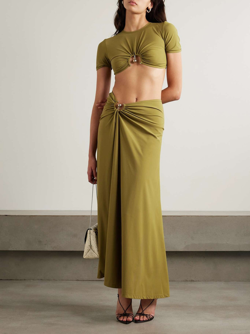 CHRISTOPHER ESBER Orbit embellished ruched stretch-jersey maxi skirt outlook