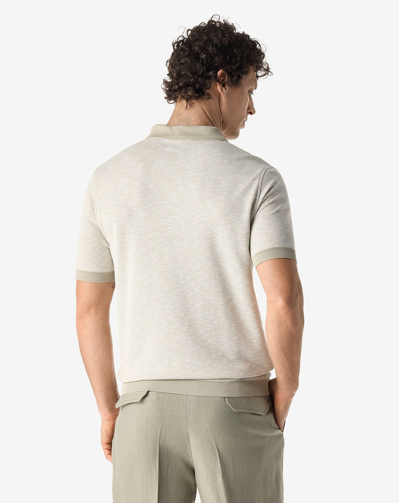Grey and white zipped cotton polo shirt 3