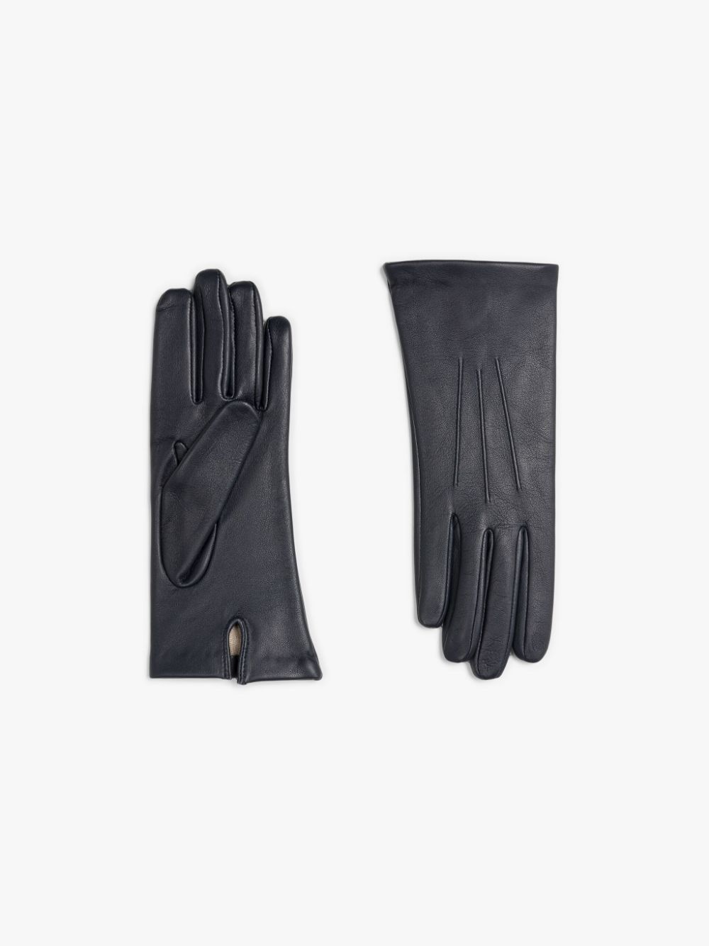 NAVY LEATHER GLOVES - 1