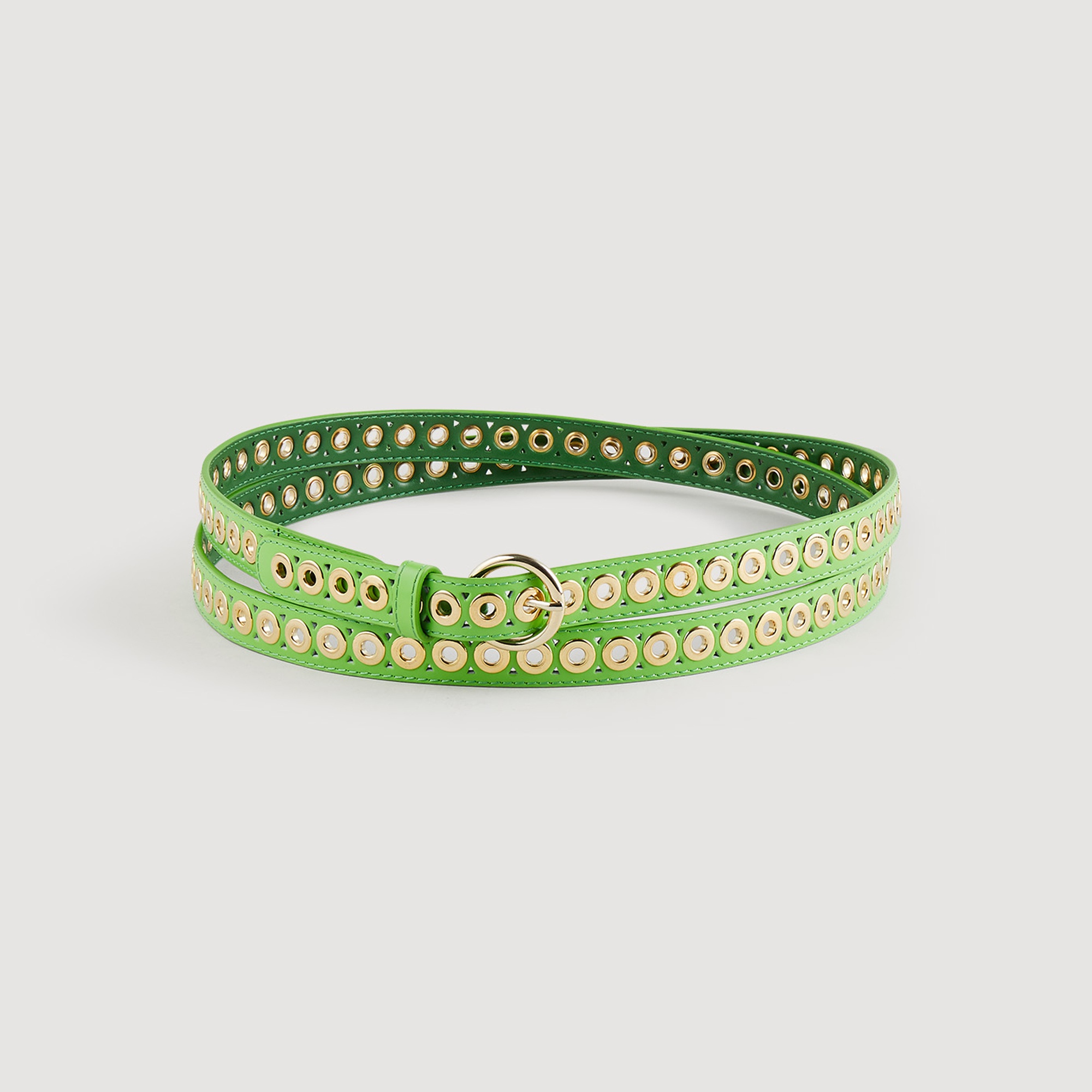 Double leather belt with eyelets - 1