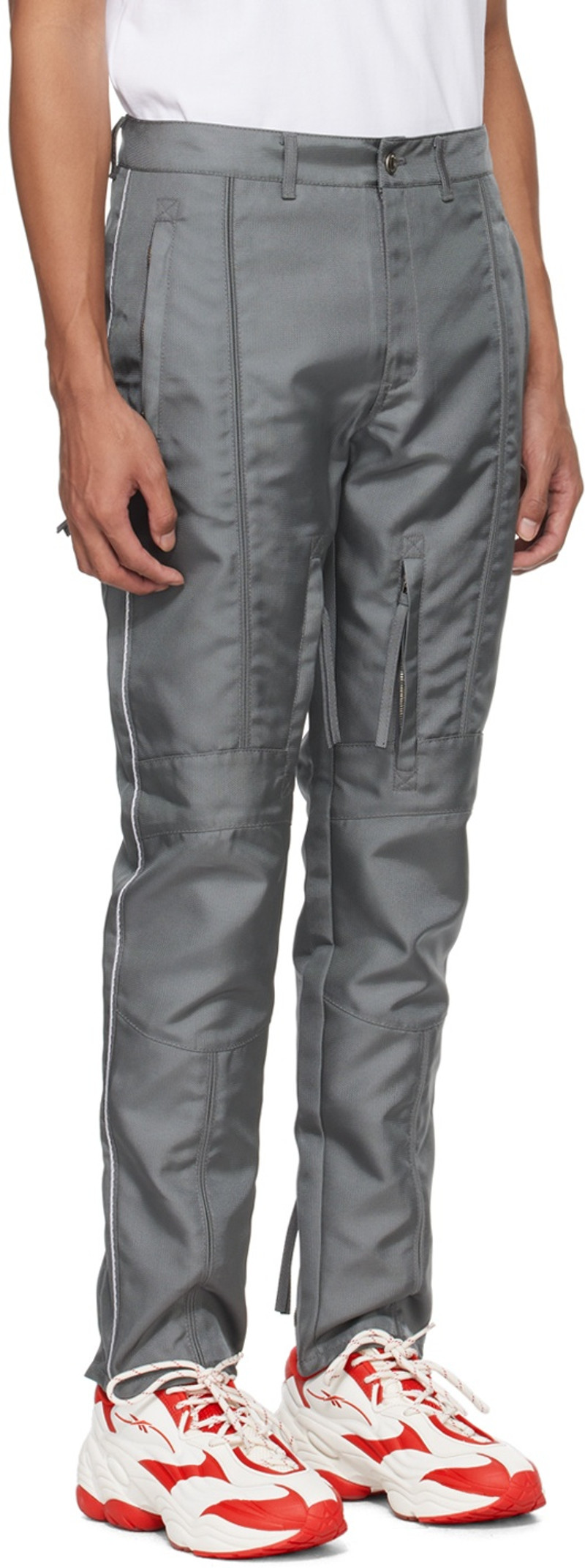Kanghyuk Gray Lock Stitched Trousers outlook