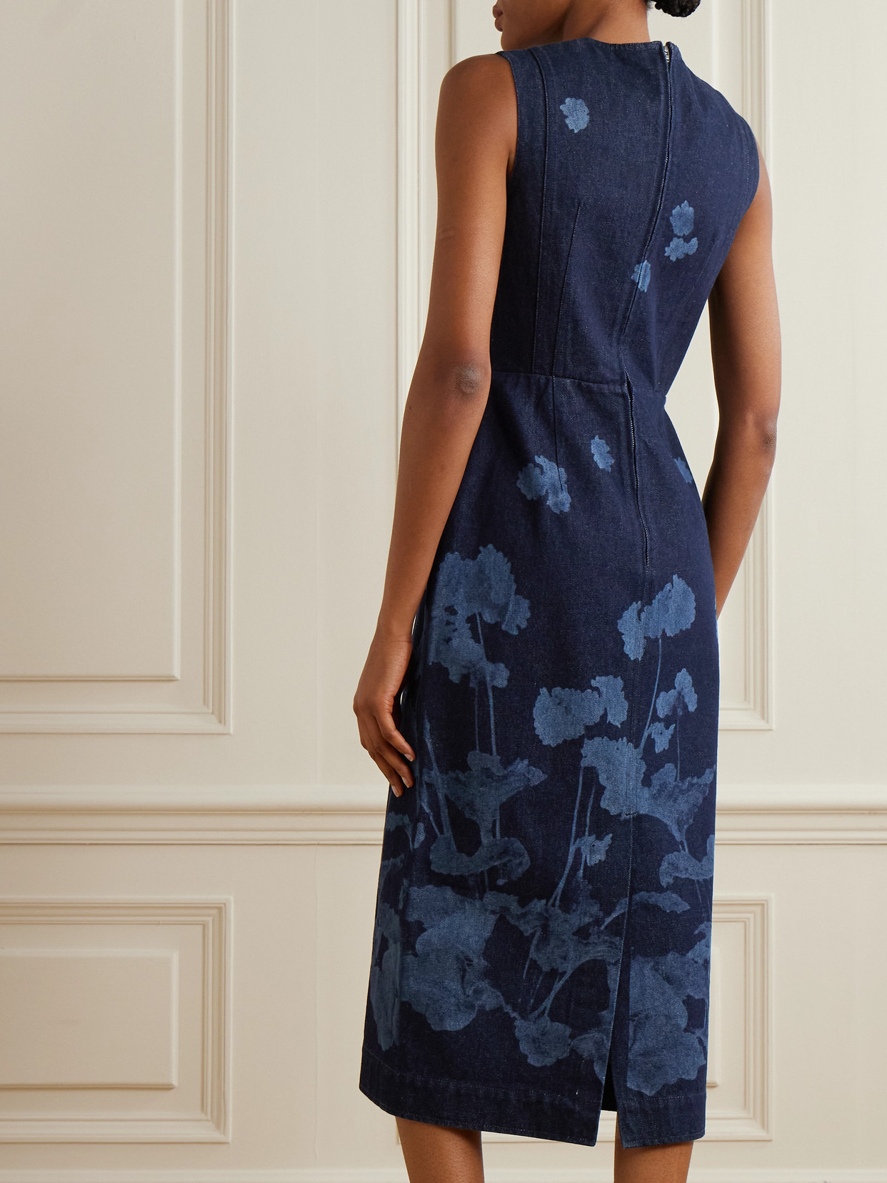 Elena Floral-print Denim Midi Dress - 3