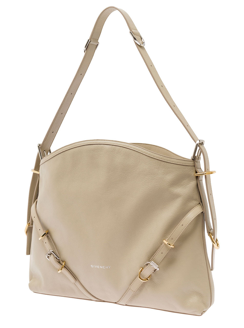 Givenchy Women 'Voyou' Beige Shoulder Bag With Embossed Logo In Smooth Leather Woman - 2