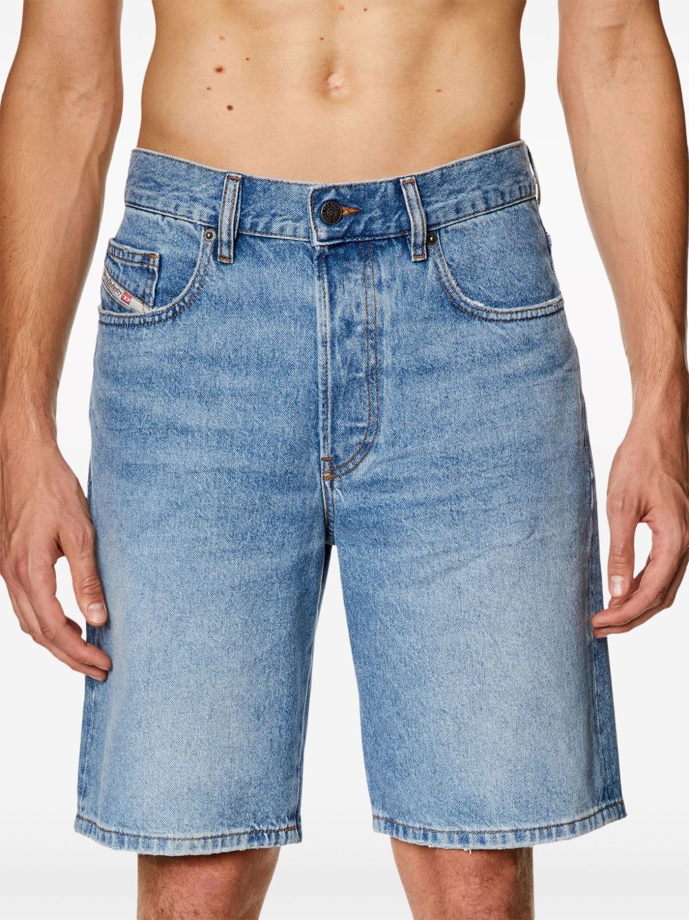 logo-patch straight-leg denim shorts - 5