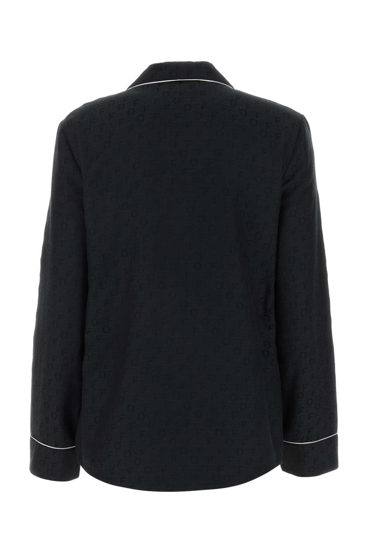 Off White Women Embroidered Silk Blend Pyjama Shirt - 2