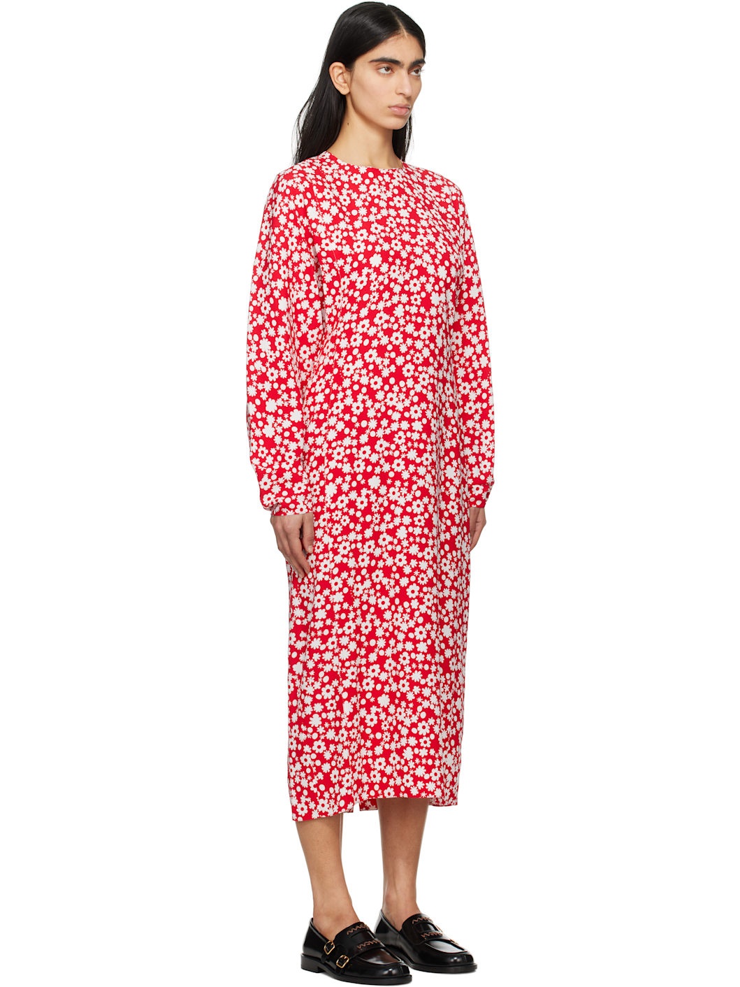 Red Pop Fields Midi Dress - 2