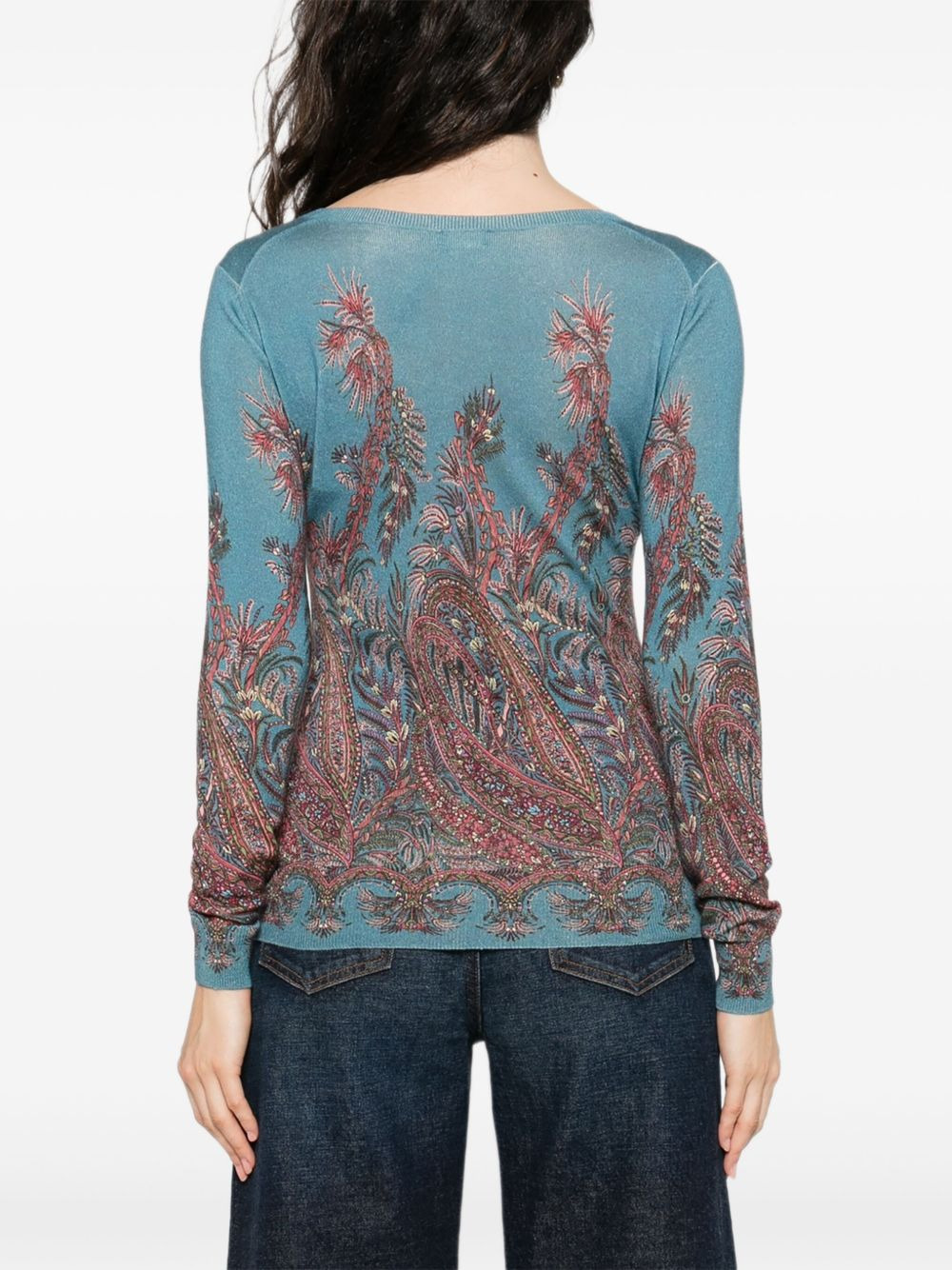 paisley-print V-neck top - 4