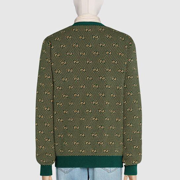 Gucci GG Striped Wool Cardigan For Men Green 630412-XKBFZ-3119 - 4