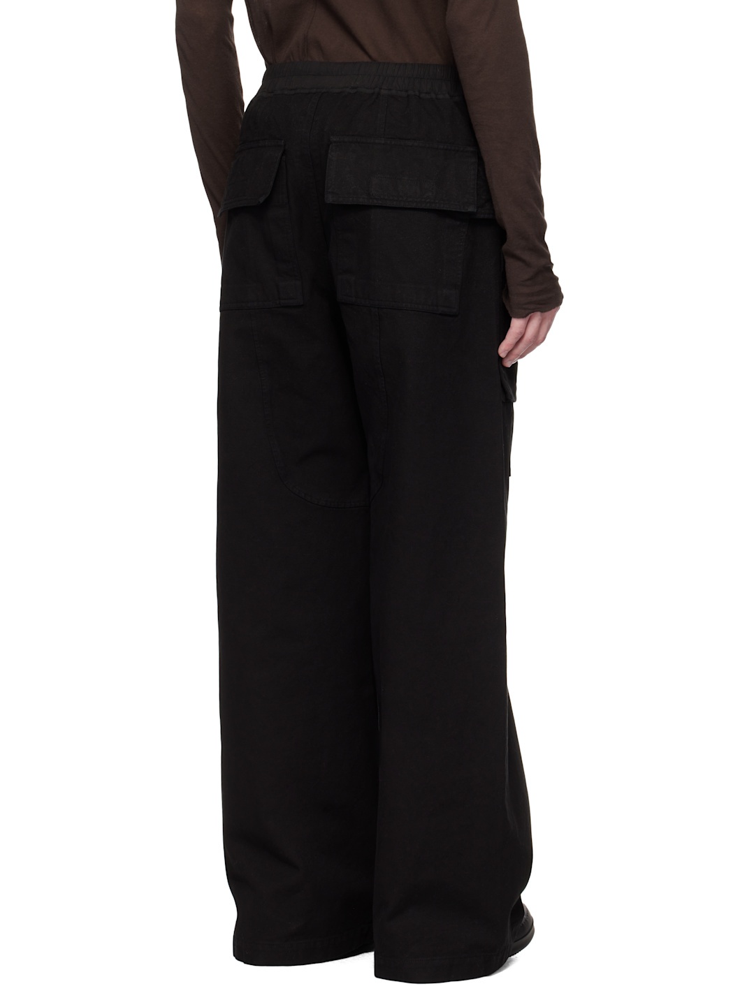 Black Hollywood Creatch Wide Drawstring Cargo Pants - 3