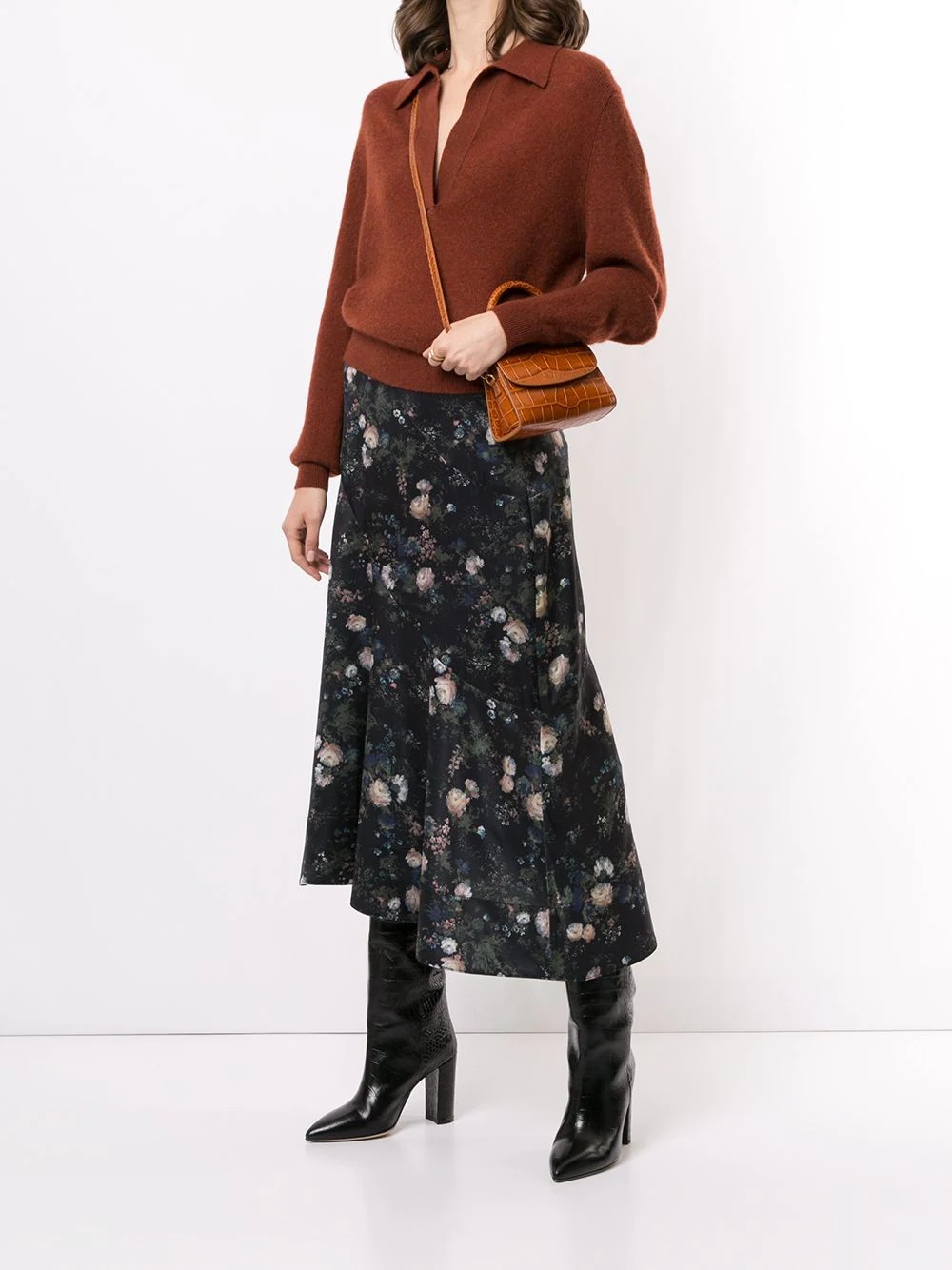 floral-print asymmetric skirt - 2