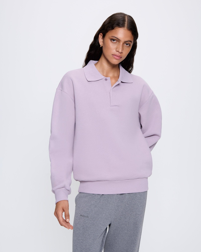 PANGAIA Womens DNA Heavyweight Polo Sweatshirt - Raisin Purple outlook