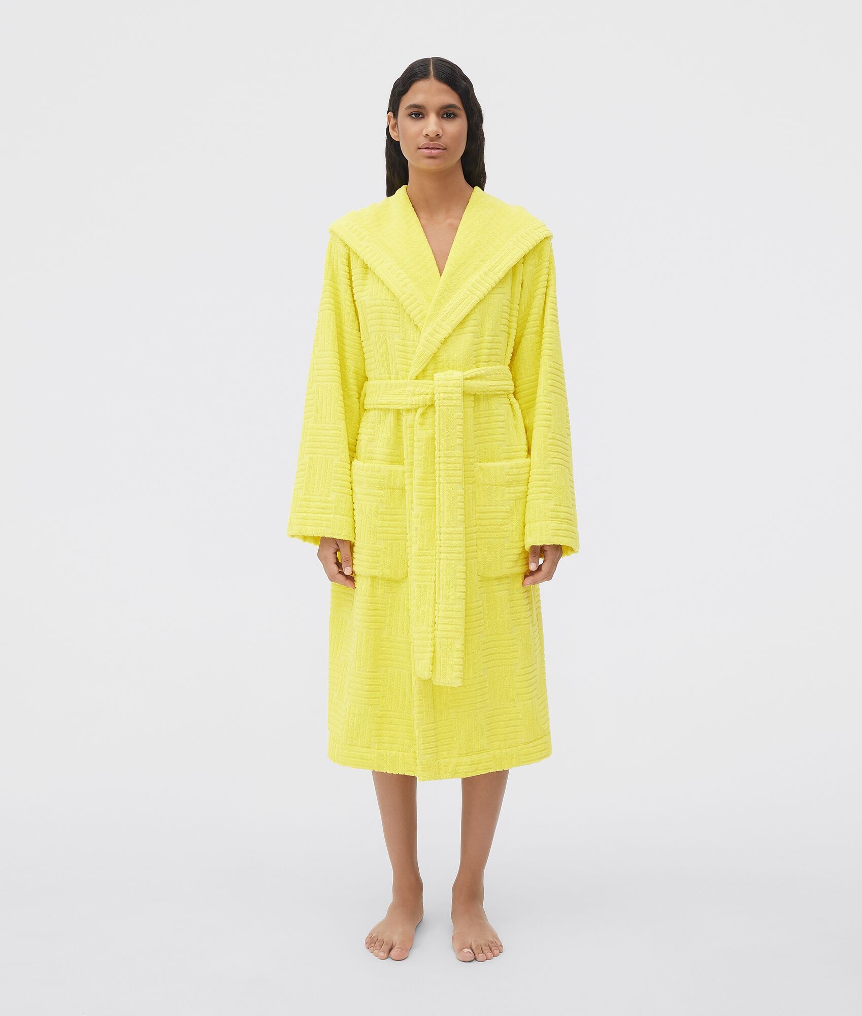 intreccio pattern cotton terry bathrobe - 1