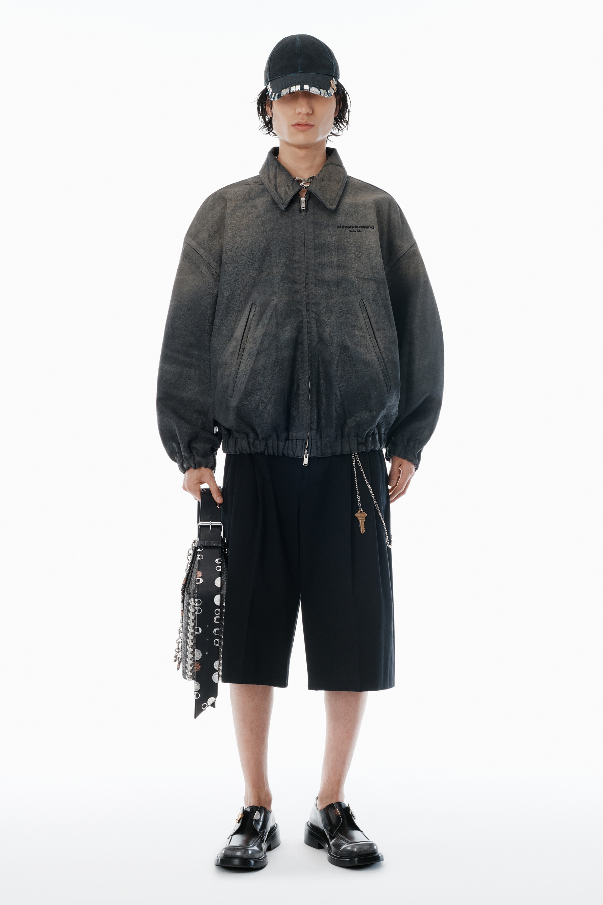 Black Cotton Shorts with Key Hardware - 2