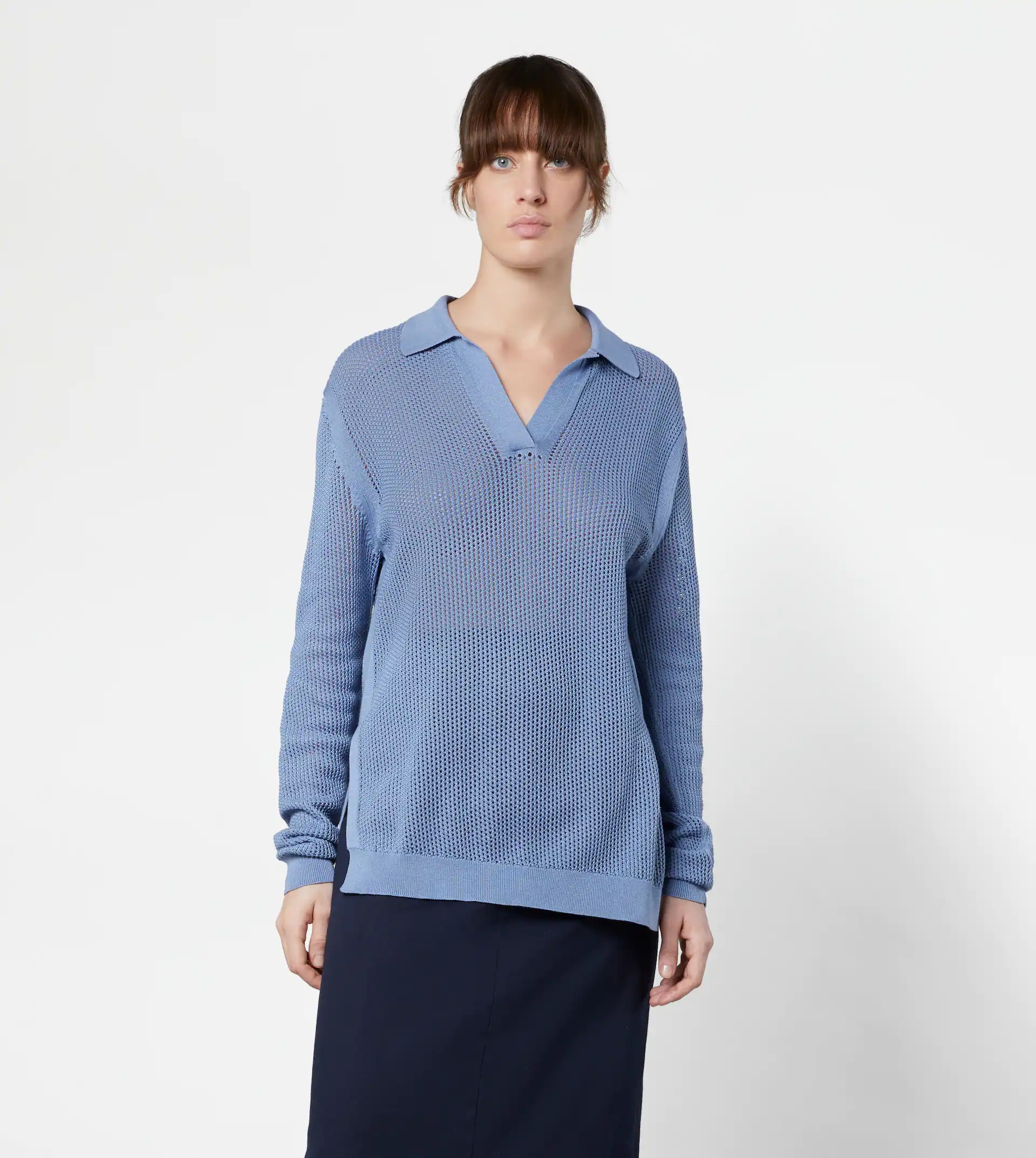 KNITTED POLO SHIRT - LIGHT BLUE - 7