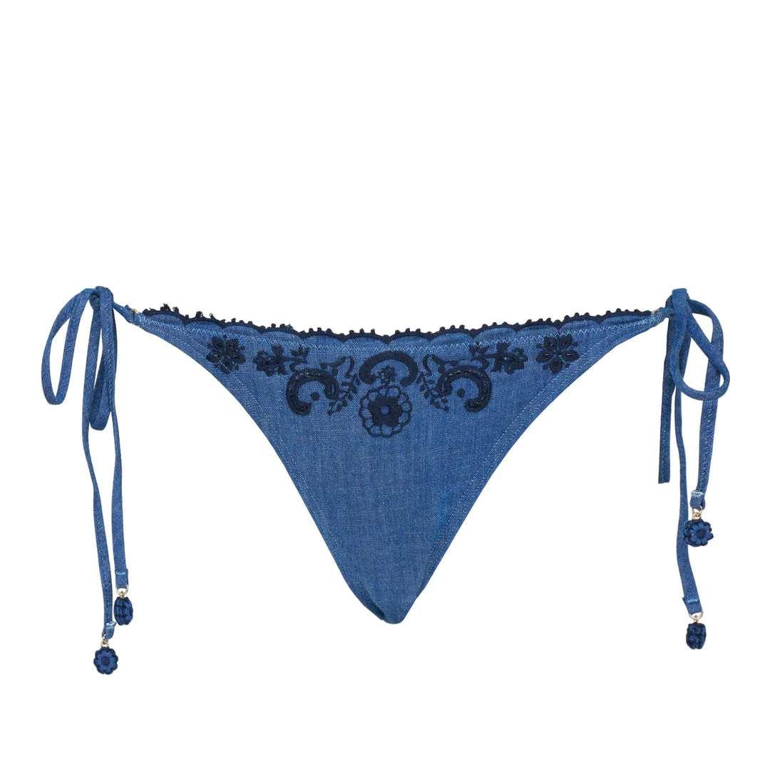 Aster Denim Embroidery Bikini - 1