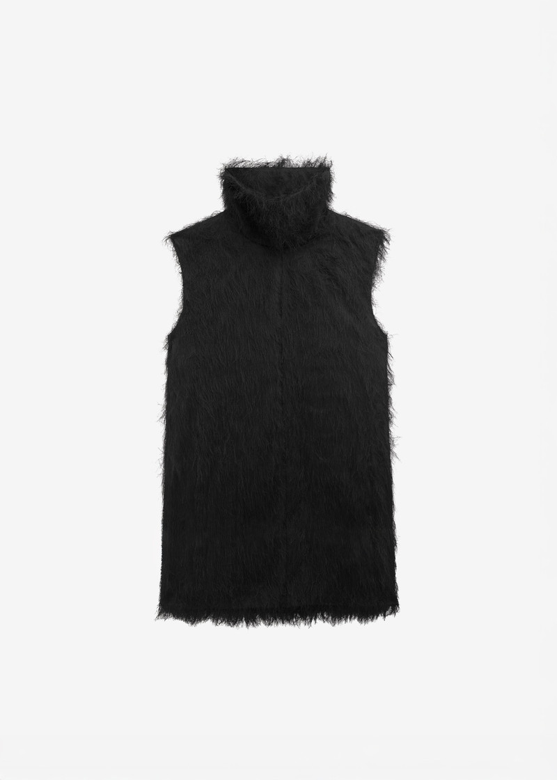 Lancy Fringed Funnel Neck Dress - Black 6