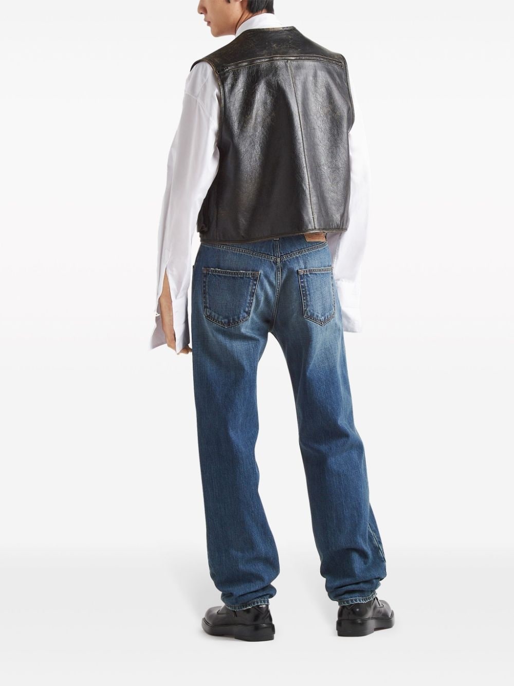 leather cargo gilet - 3