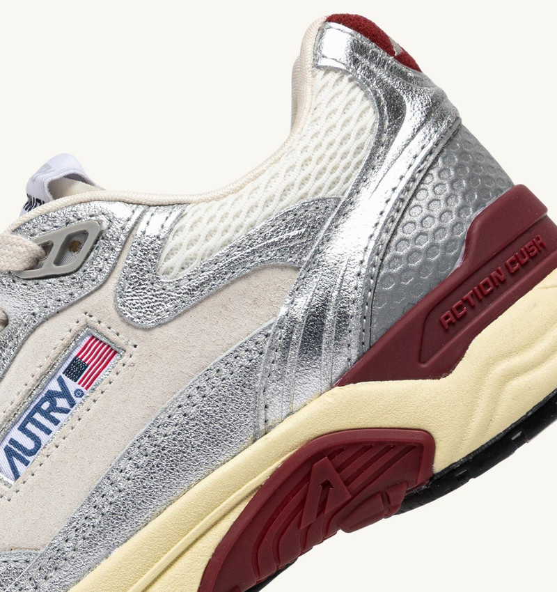 HYPERWAY SNEAKERS IN WHITE AND SILVER-TONE LAMINATED LEATHER AND MESH 6