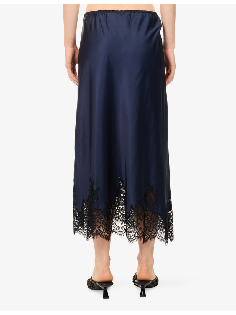 Kelso Lace-Trim Satin Midi Skirt 4