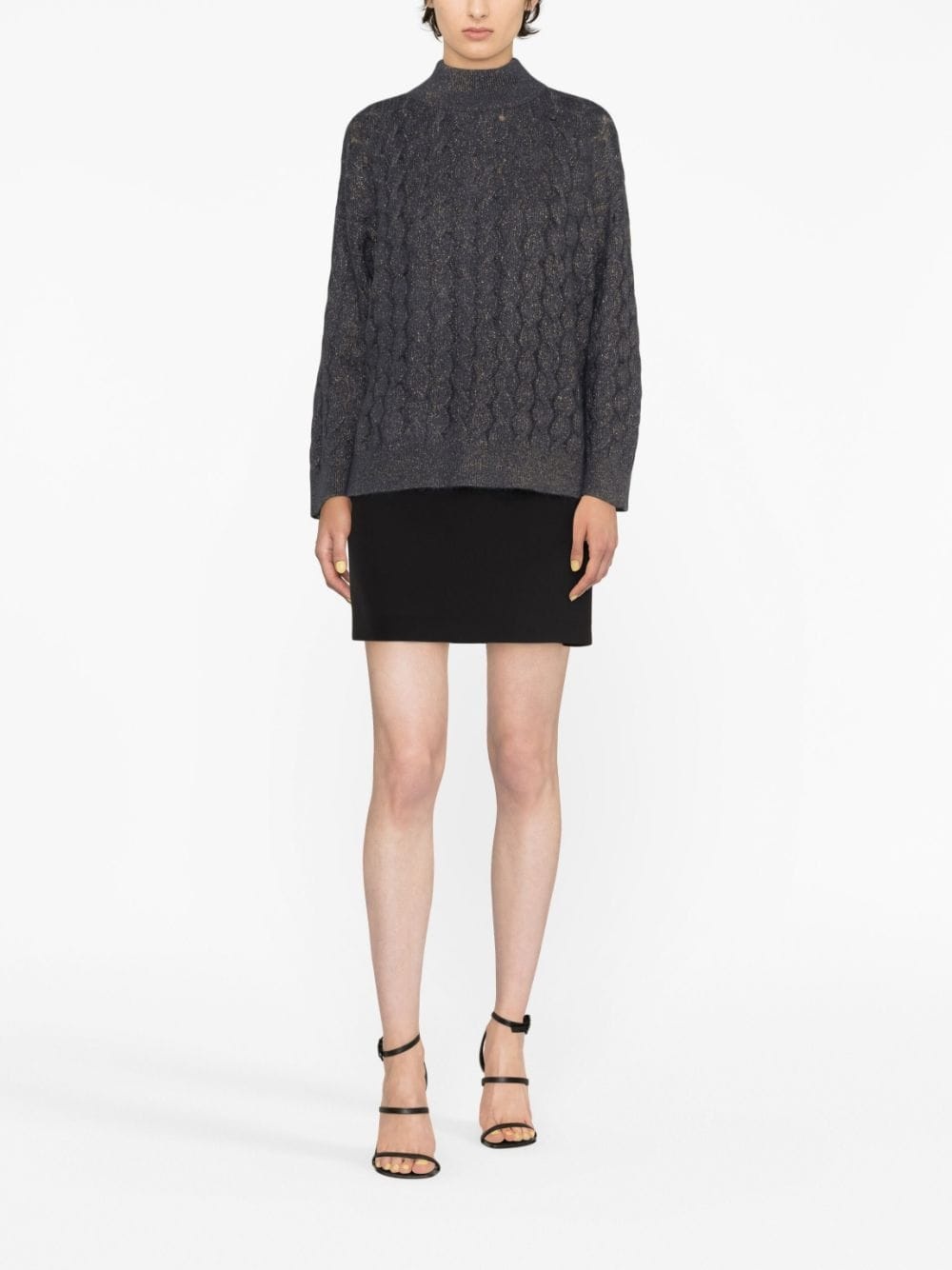 cable-knit lurex jumper - 3