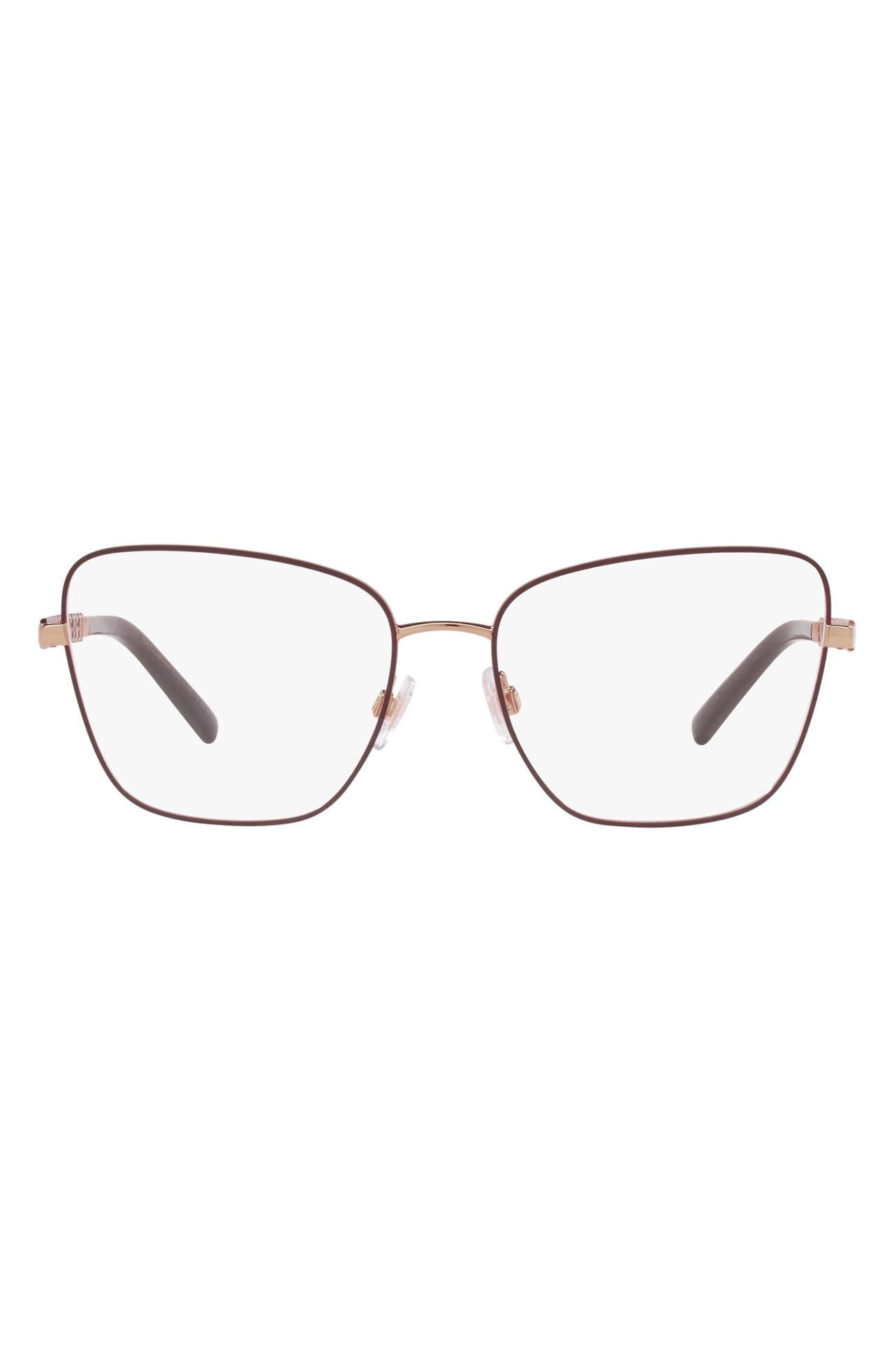 Dolce&Gabbana 57mm Butterfly Optical Glasses in Rose Gold/Bordeaux at Nordstrom - 1