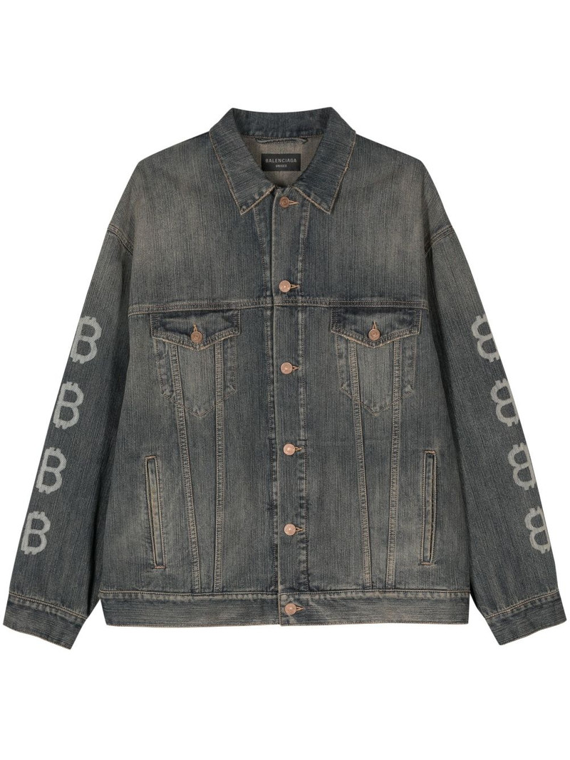 logo-print buttoned denim jacket 1