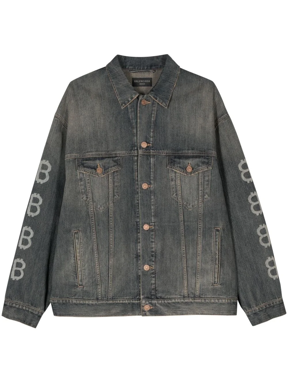 logo-print buttoned denim jacket - 1
