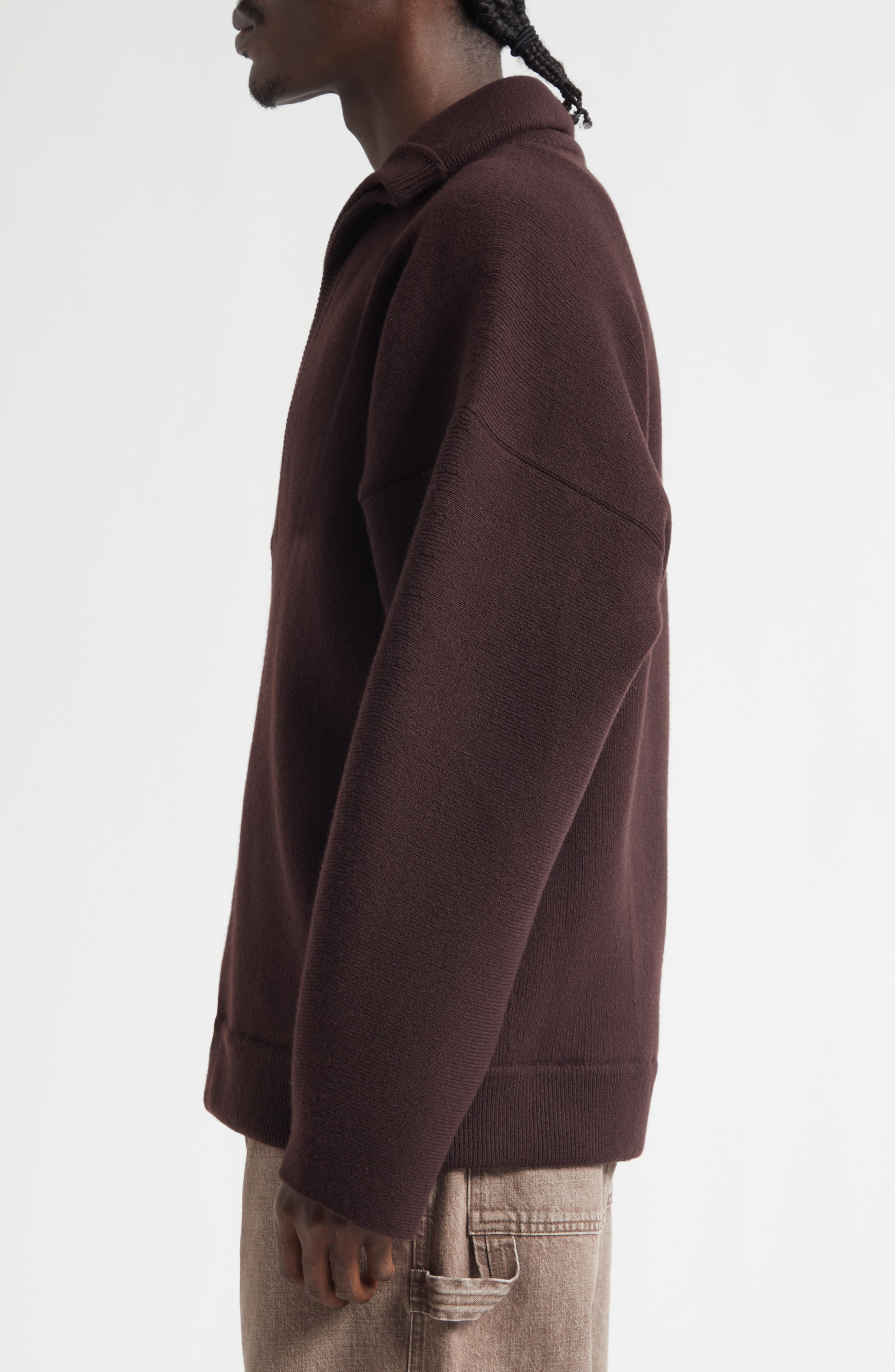 Bottega Veneta Chunky Compact Wool Blend V-Neck Sweater in 2046 Ebony at Nordstrom - 4