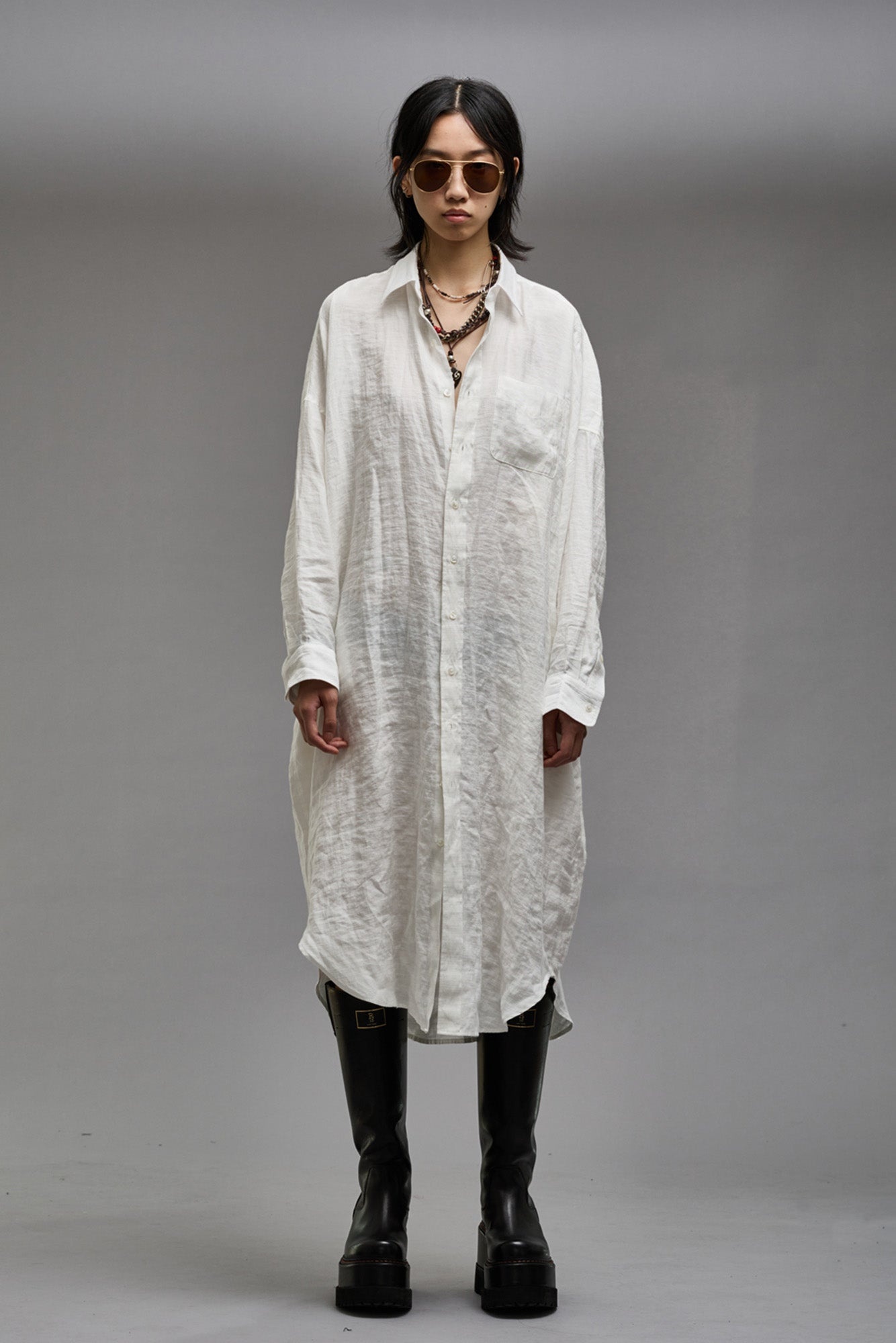 JUMBO SHIRTDRESS - WHITE - 1