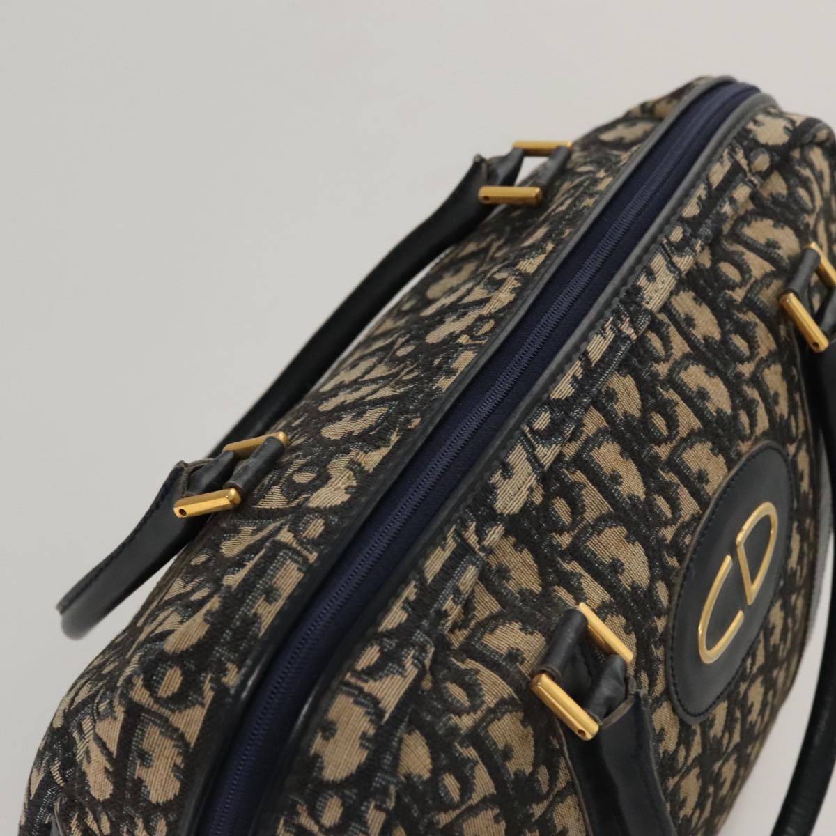 DIOR Trotter Canvas Hand Bag Navy Gold - 7