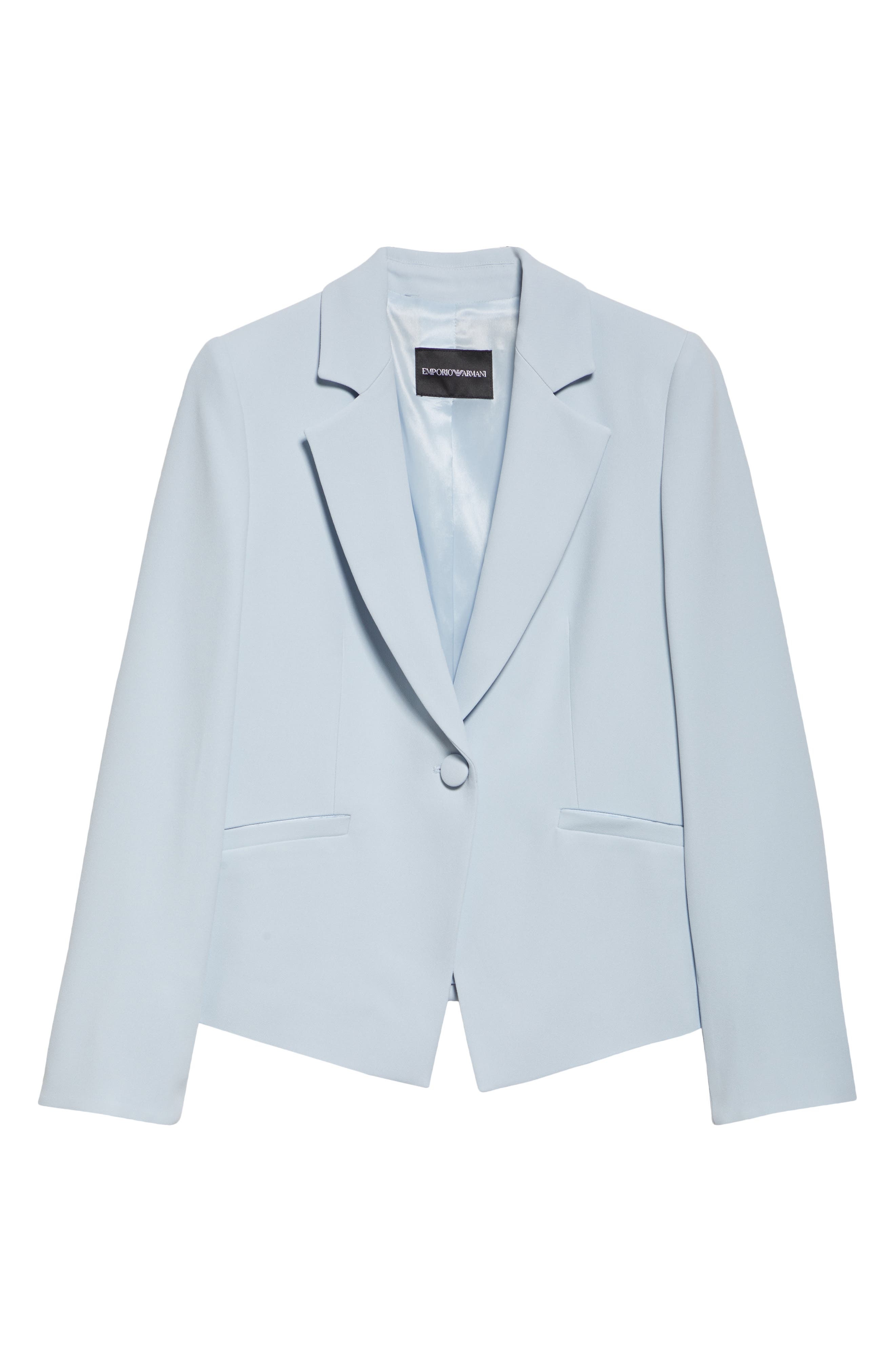 Emporio Armani Cady One-Button Crepe Crop Blazer in Zen Blue at Nordstrom - 7
