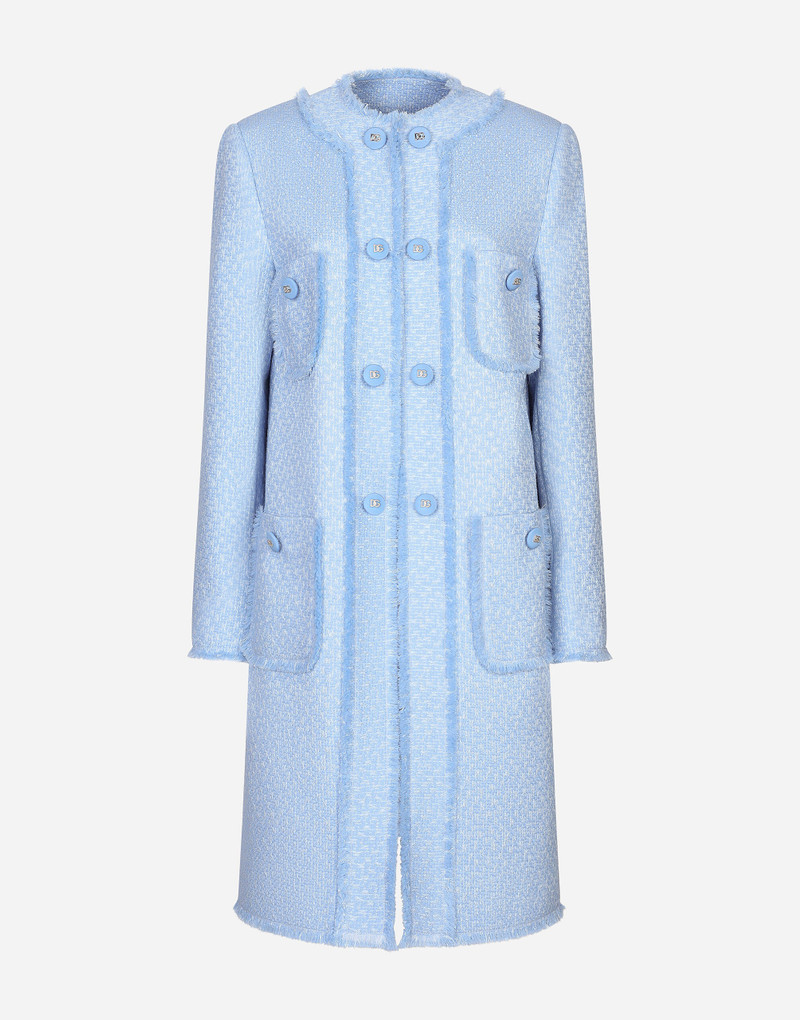 Single-breasted raschel tweed coat 1