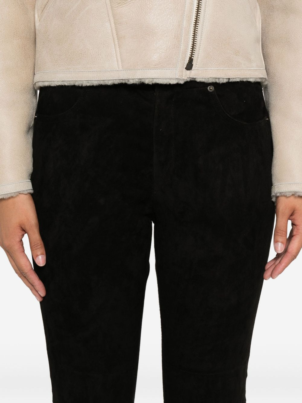 Dorothea zip-cuffed suede trousers - 5