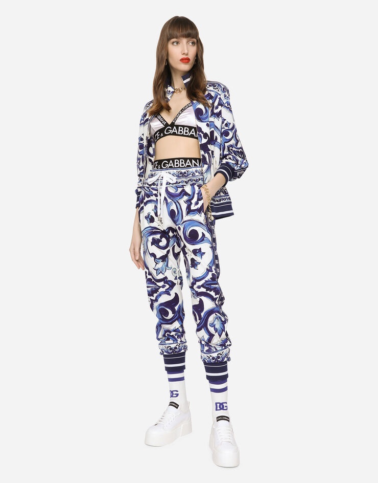 Majolica-print cady sweatshirt with zipper - 2