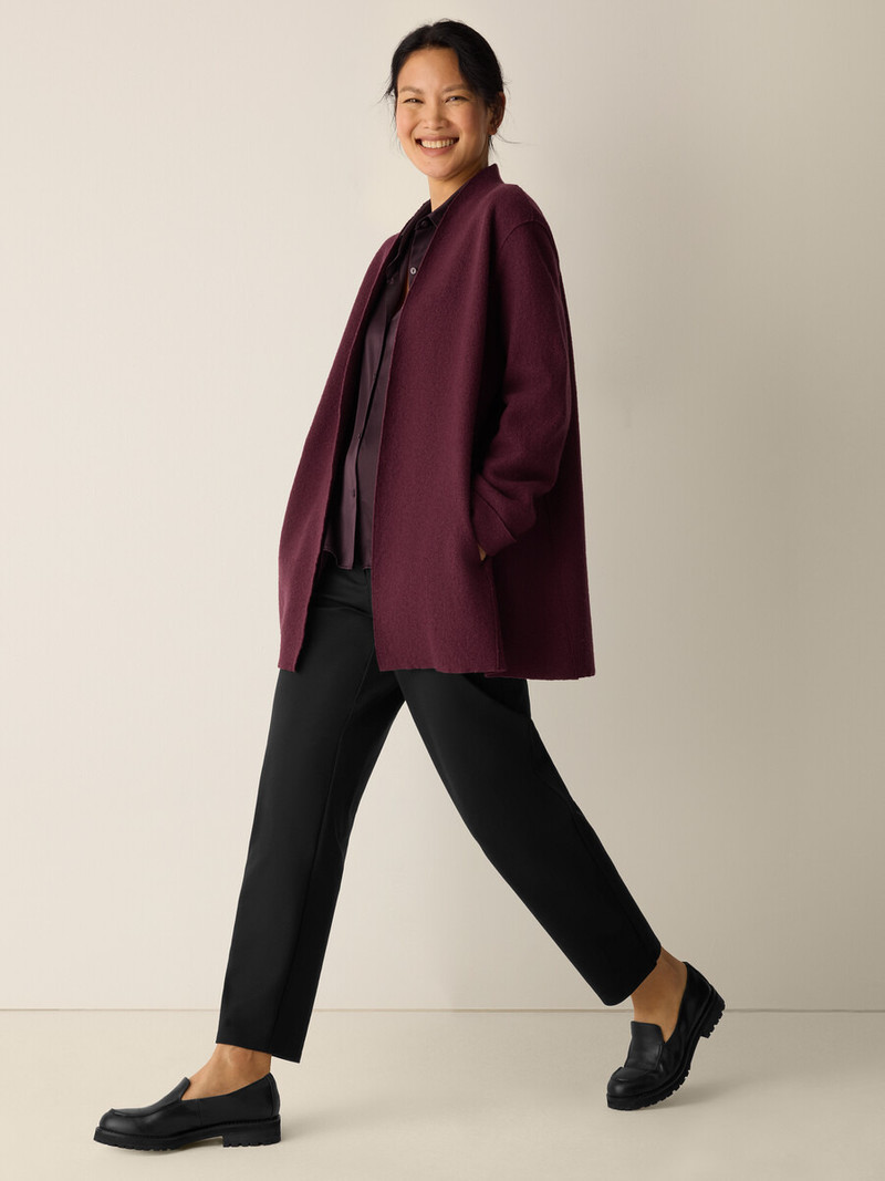 EILEEN FISHER Lightweight Boiled Wool High Collar Jacket in Regenerative Wool outlook