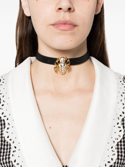 Alessandra Rich spider-motif leather bracelet outlook