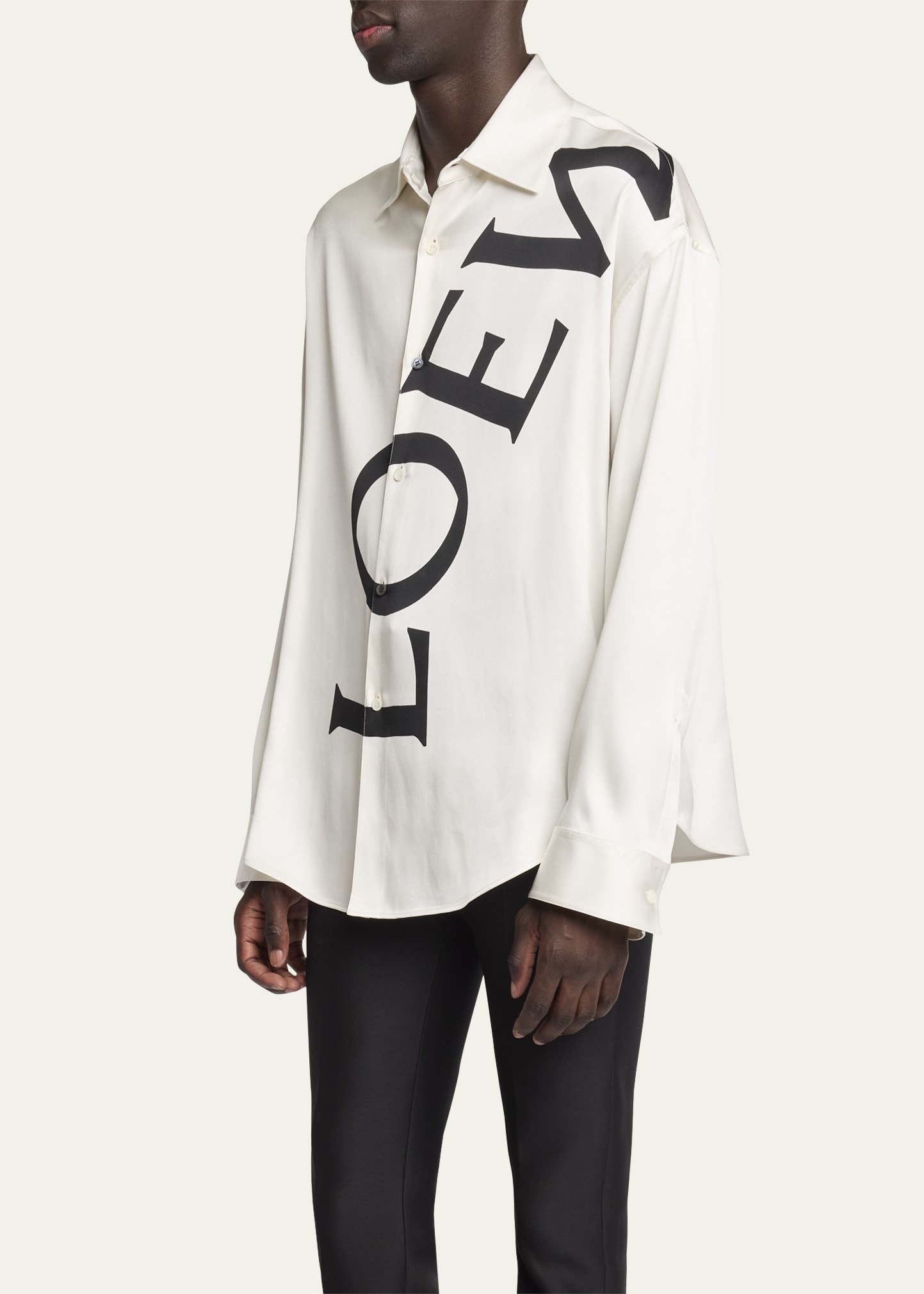 Loewe Men's Silk Diagonal Logo Sport Shirt | bergdorfgoodman