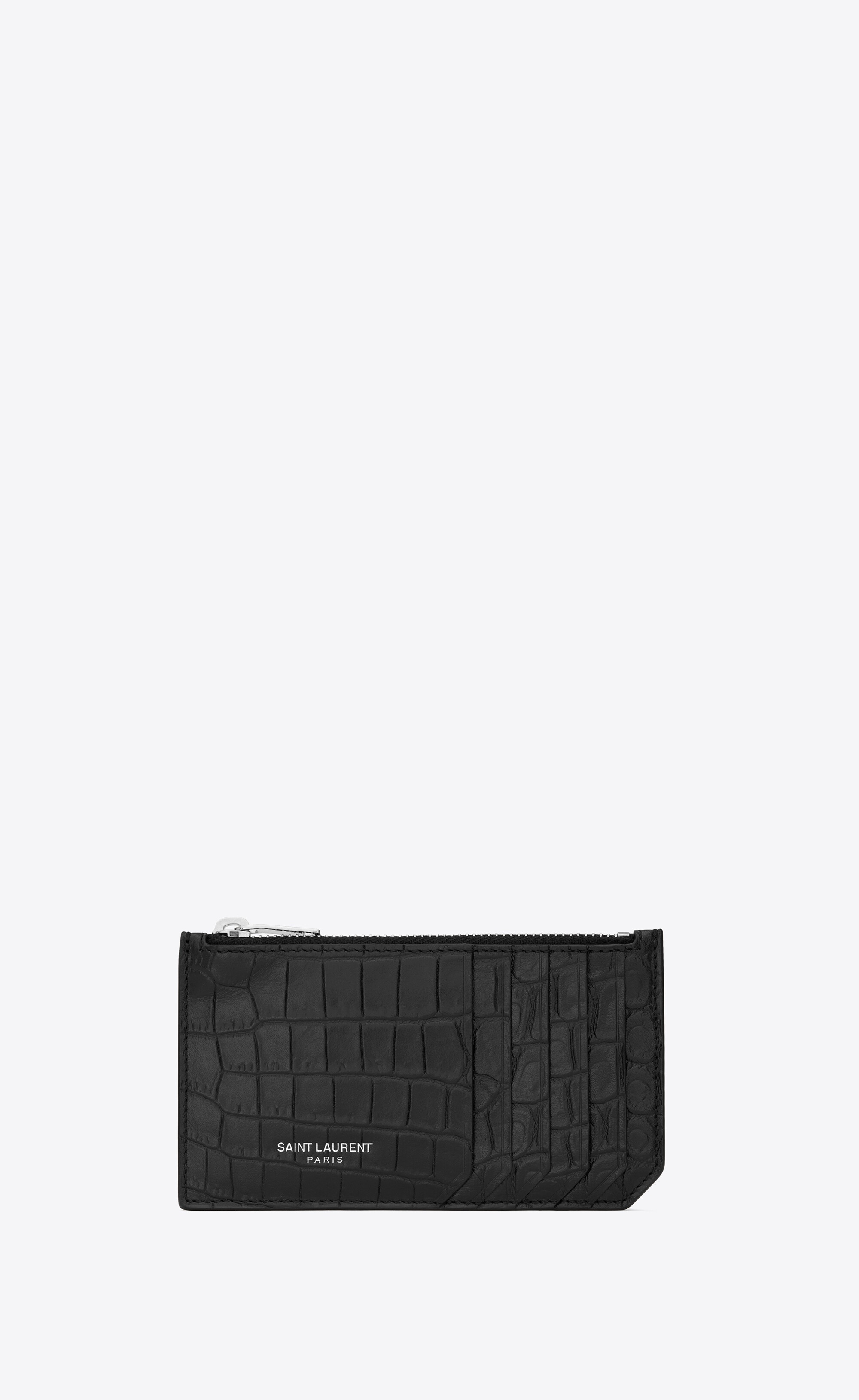 fragments zipped card case in crocodile embossed leather - 1