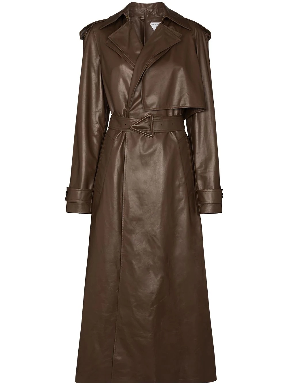 belted-waist leather trench coat - 1