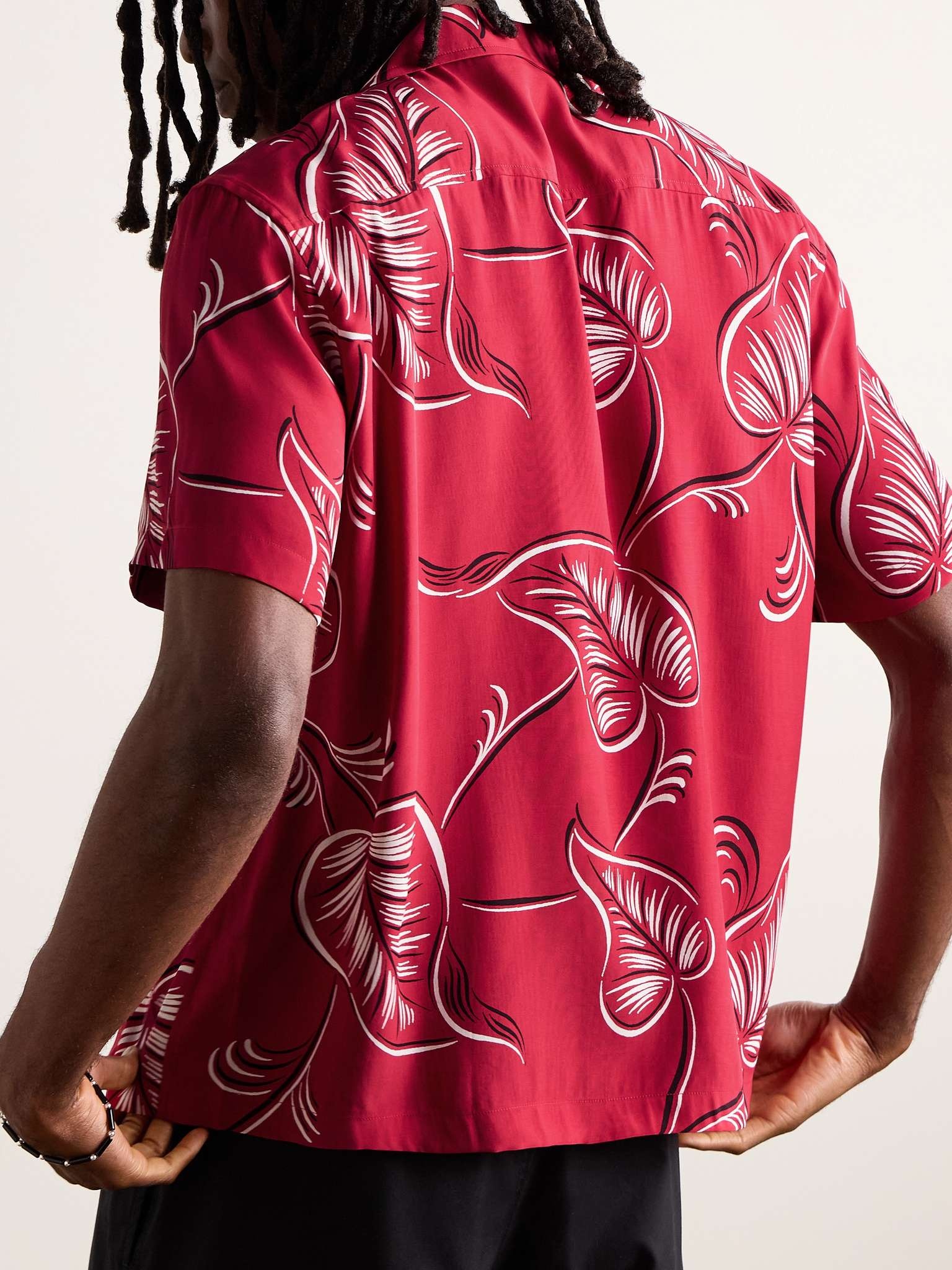Creeping Begonia Camp-Collar Printed Woven Shirt - 3