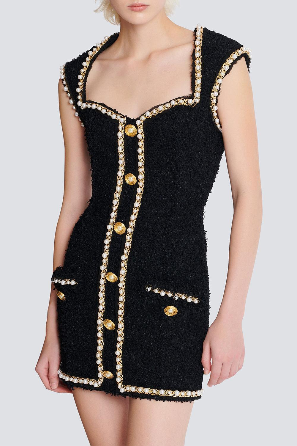Open Neck Chain Detail Dress - 4