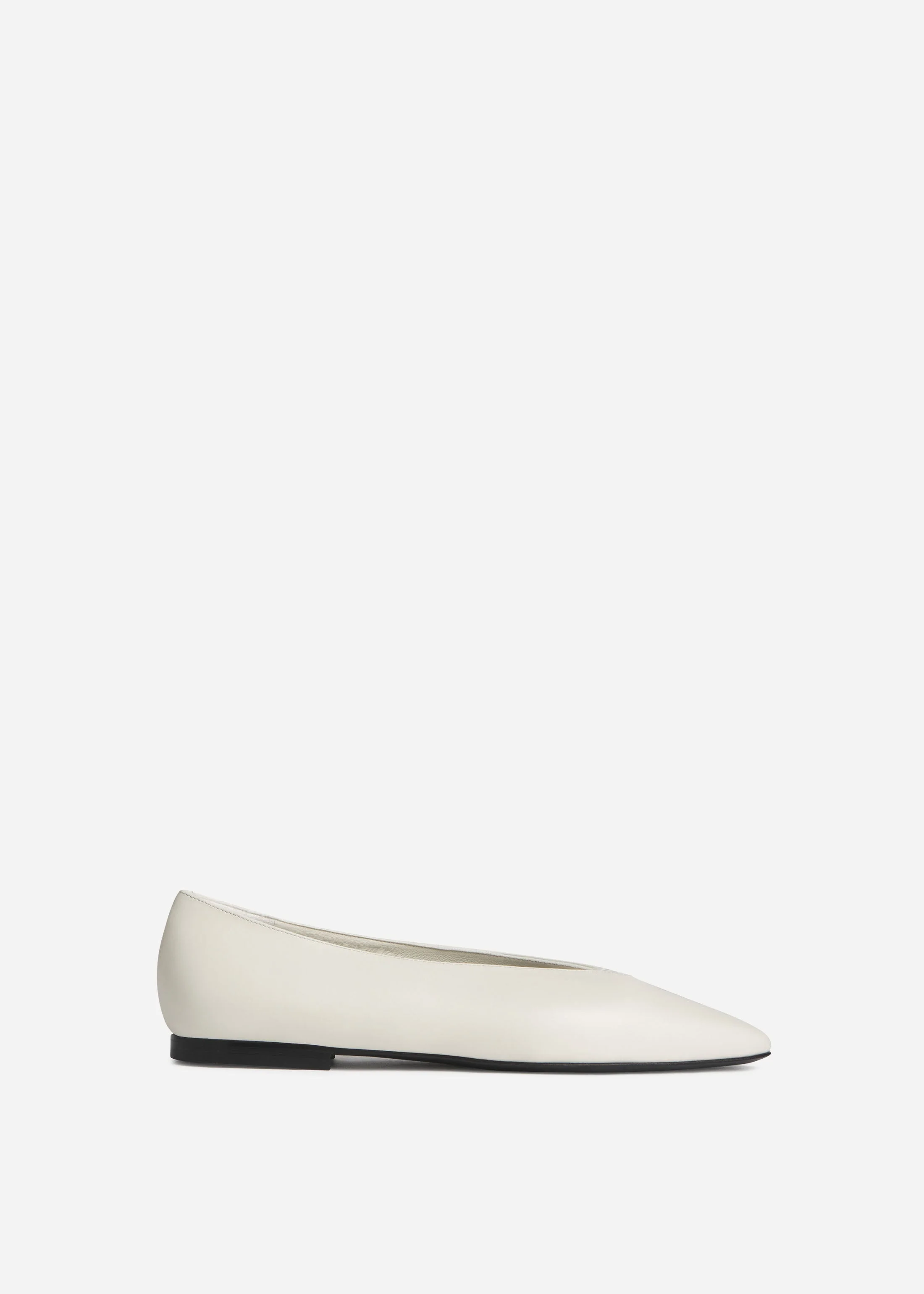 Pointed Ballerina Leather Flat in Ivory - 1