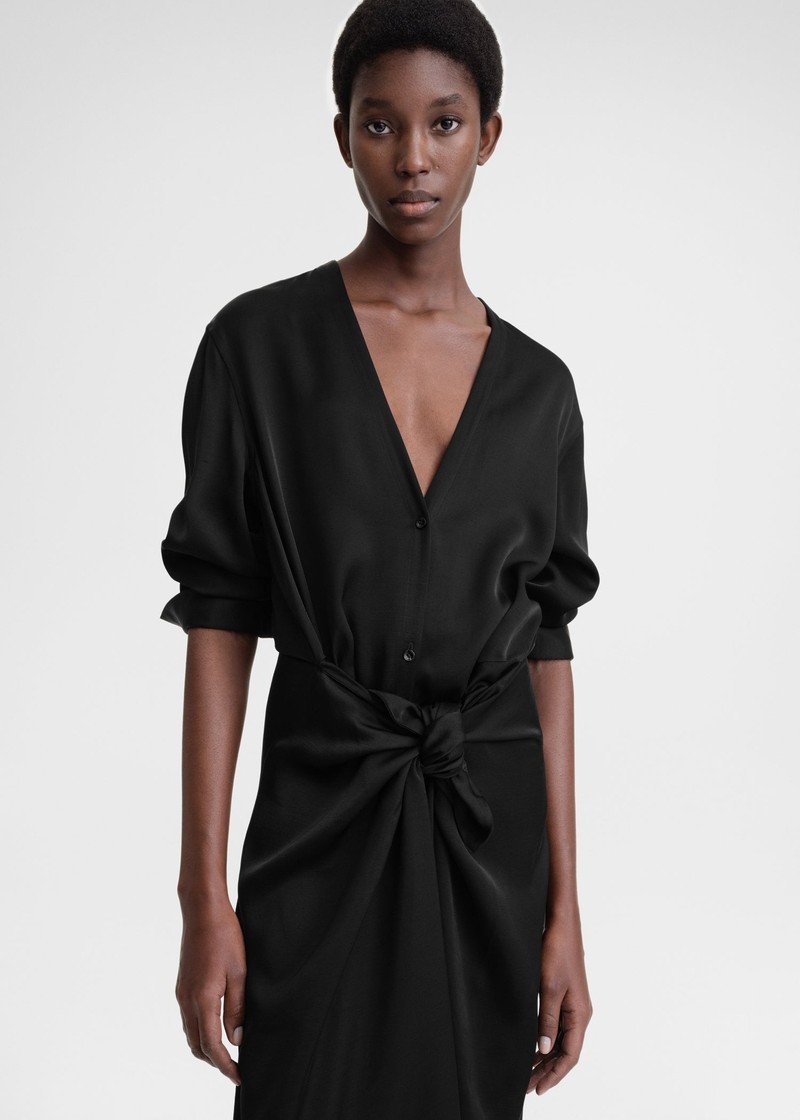 Satin knot dress black 5